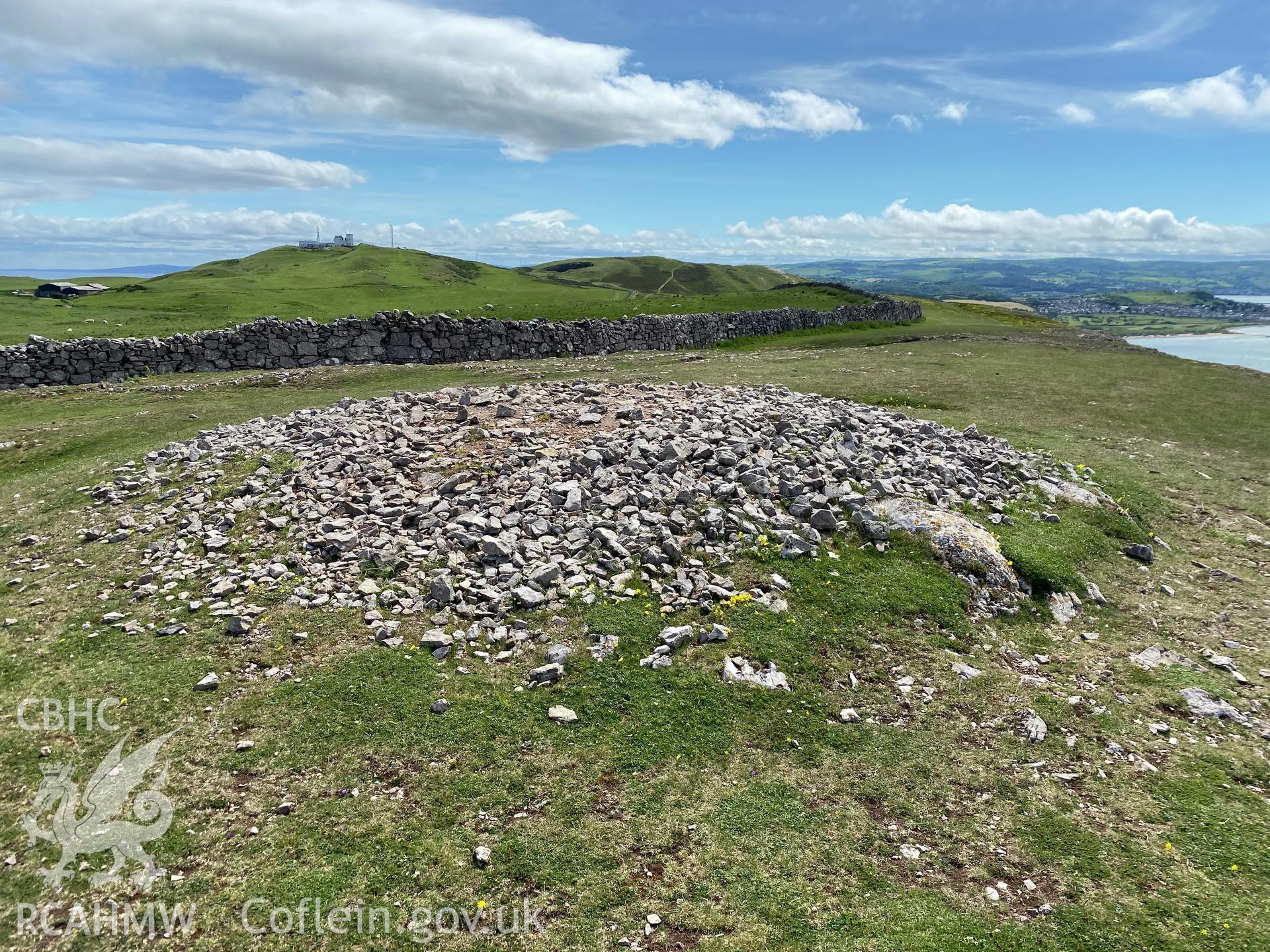 Digital colour photograph showing Gogarth cairn, produced by Paul R Davis in 2021.