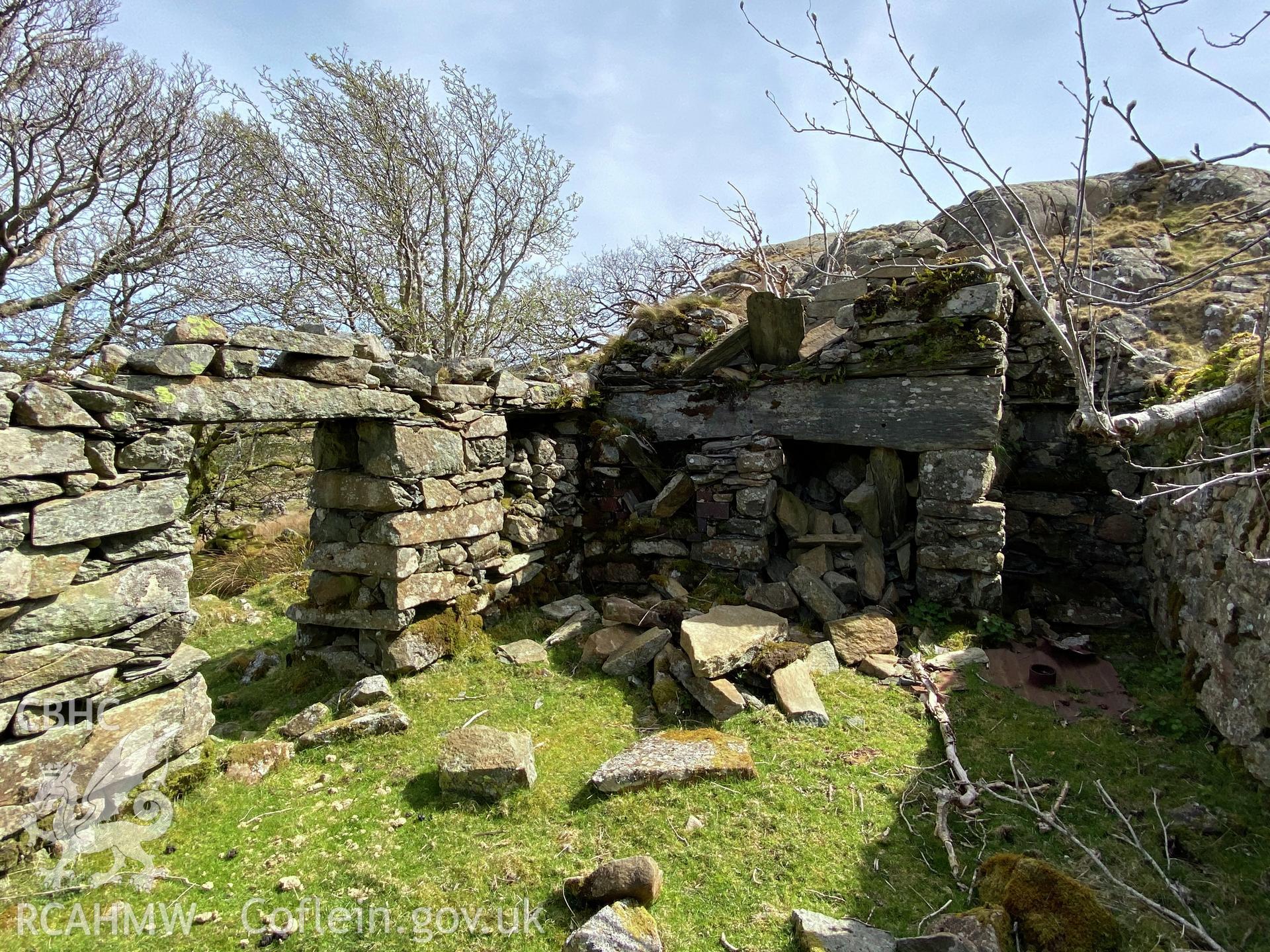 Digital colour photograph showing Hafod-fach ruin, produced by Paul R Davis in 2021.