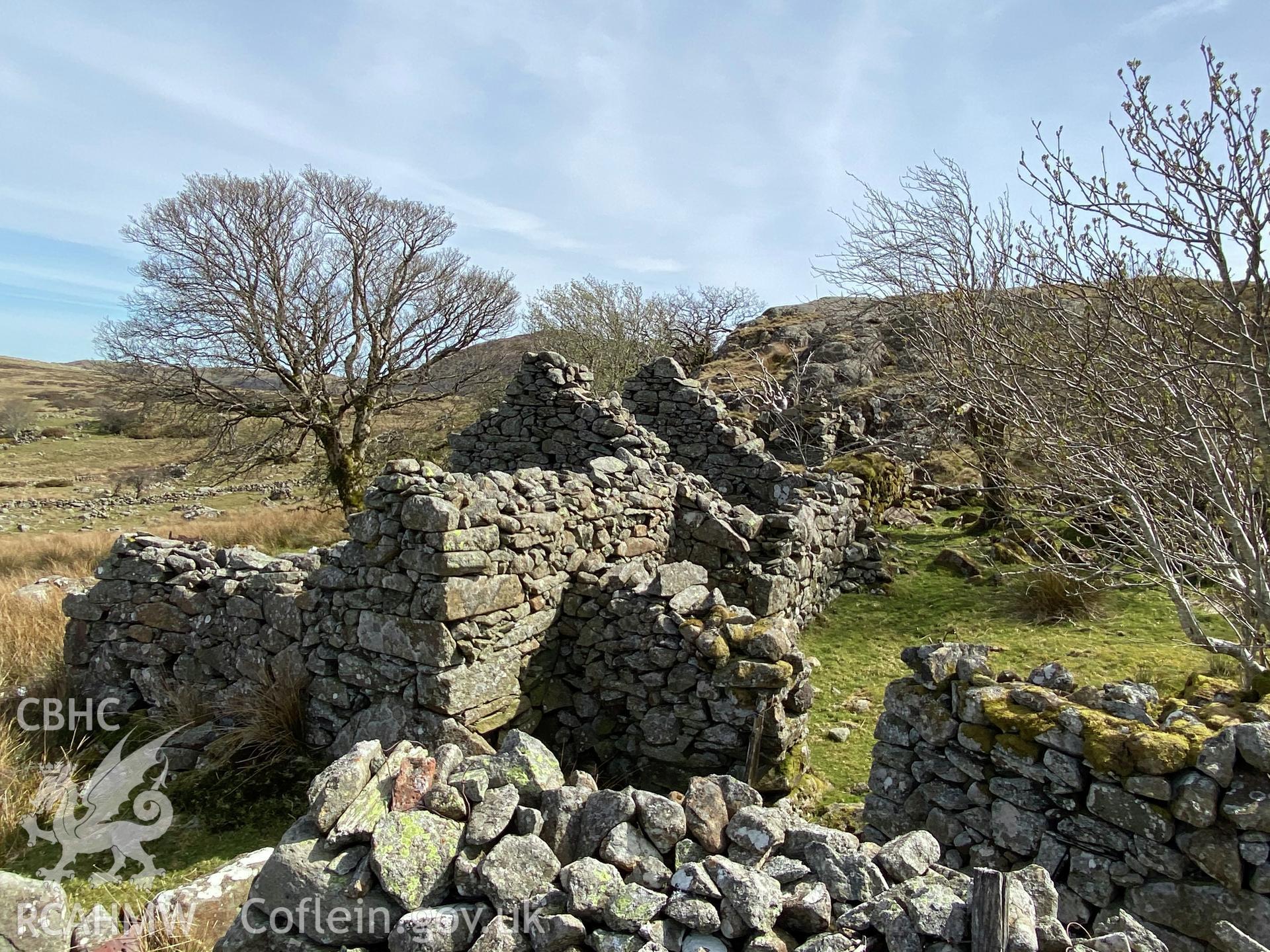 Digital colour photograph showing Hafod-fach ruin, produced by Paul R Davis in 2021.