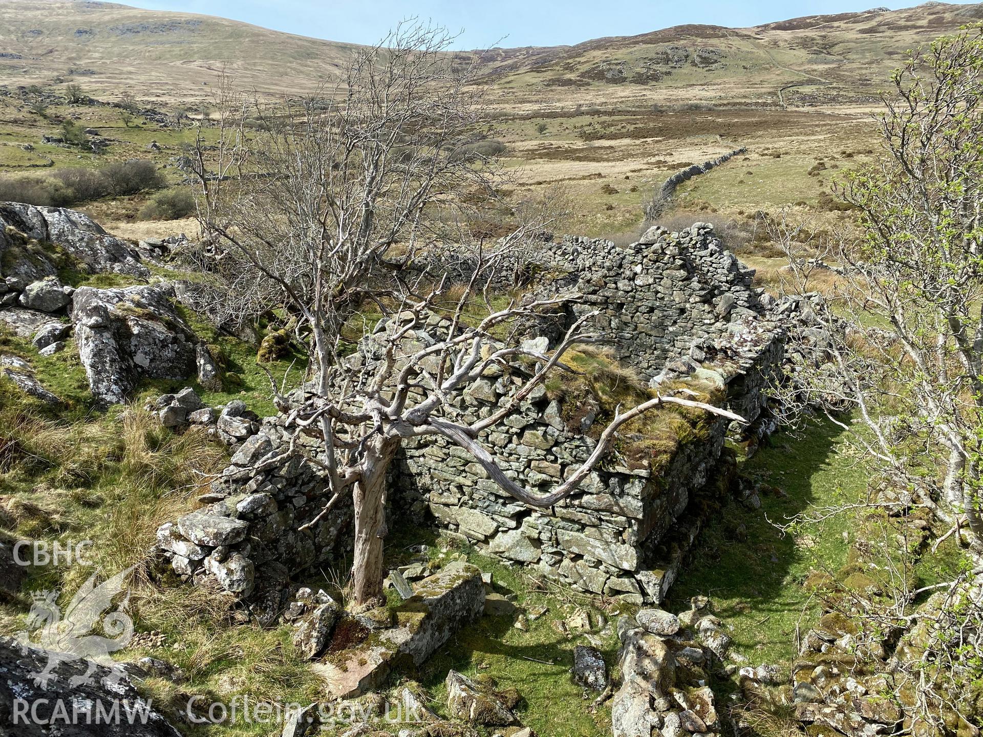 Digital colour photograph showing Hafod-fach ruin, produced by Paul R Davis in 2021.