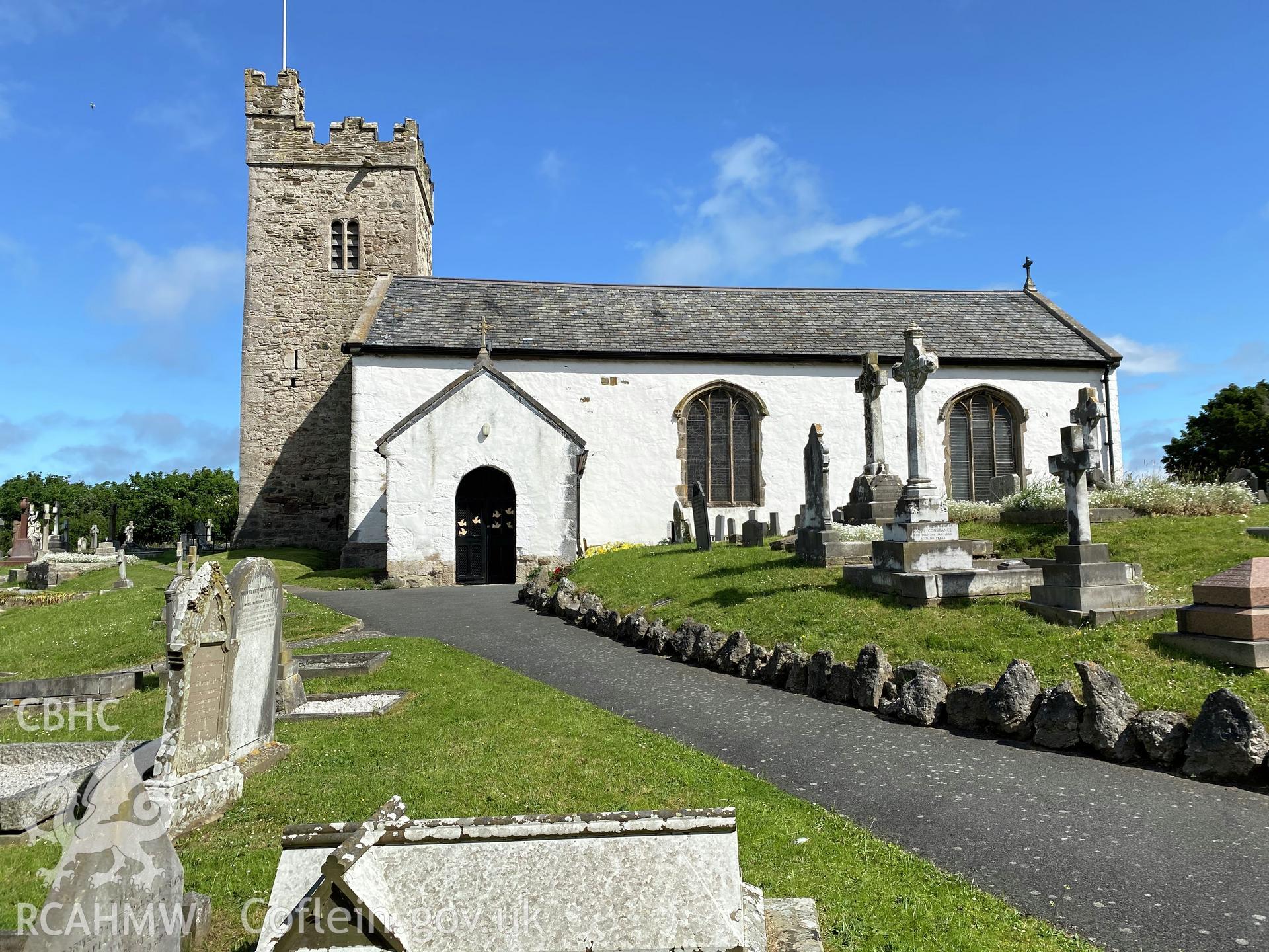 Digital colour photograph showing St Trillo's church, Llandrillo yn Rhos, produced by Paul R Davis in 2021.