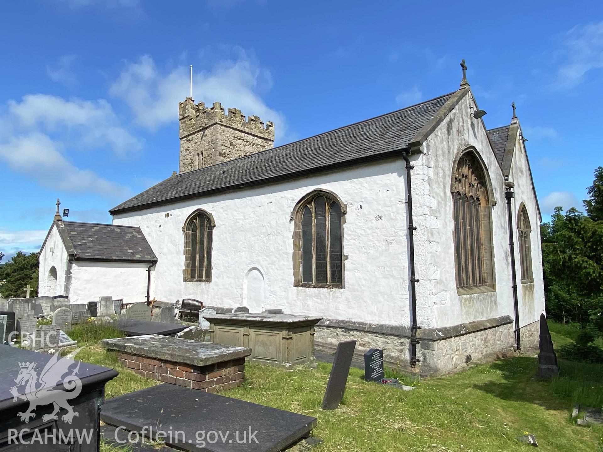 Digital colour photograph showing St Trillo's church, Llandrillo yn Rhos, produced by Paul R Davis in 2021.