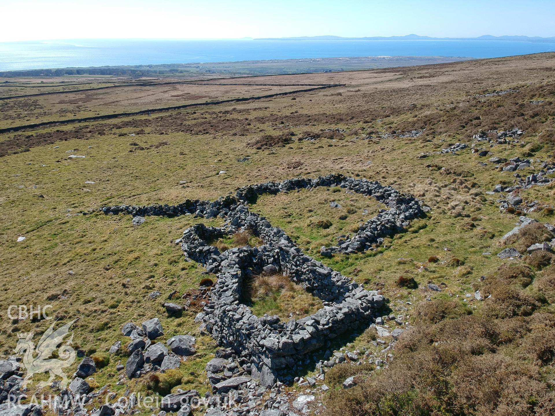 Digital colour photograph showing Moelfre enclosure, produced by Paul R Davis in 2021.