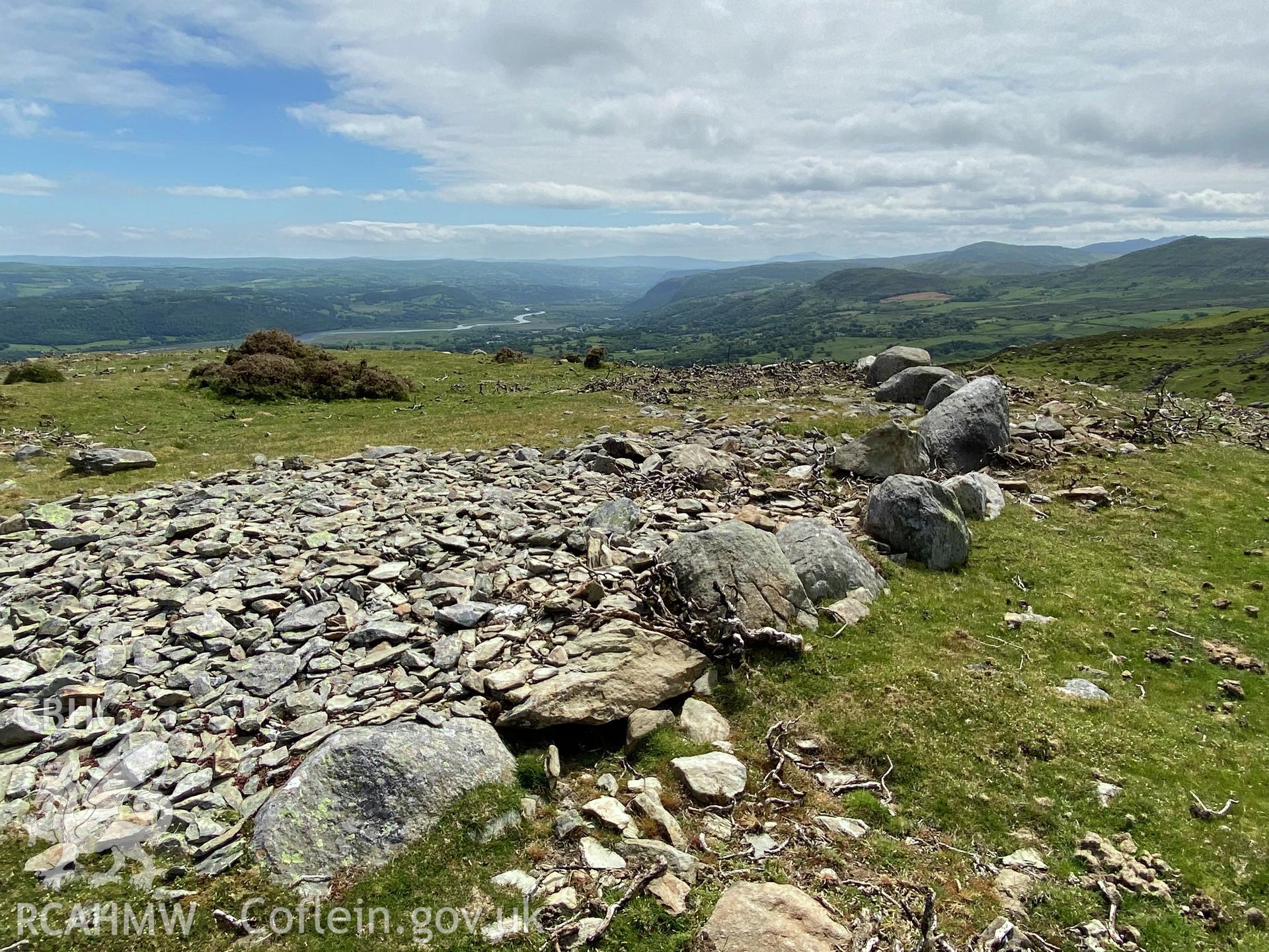 Digital colour photograph showing Caer Bach hillfort, produced by Paul R Davis in 2021.