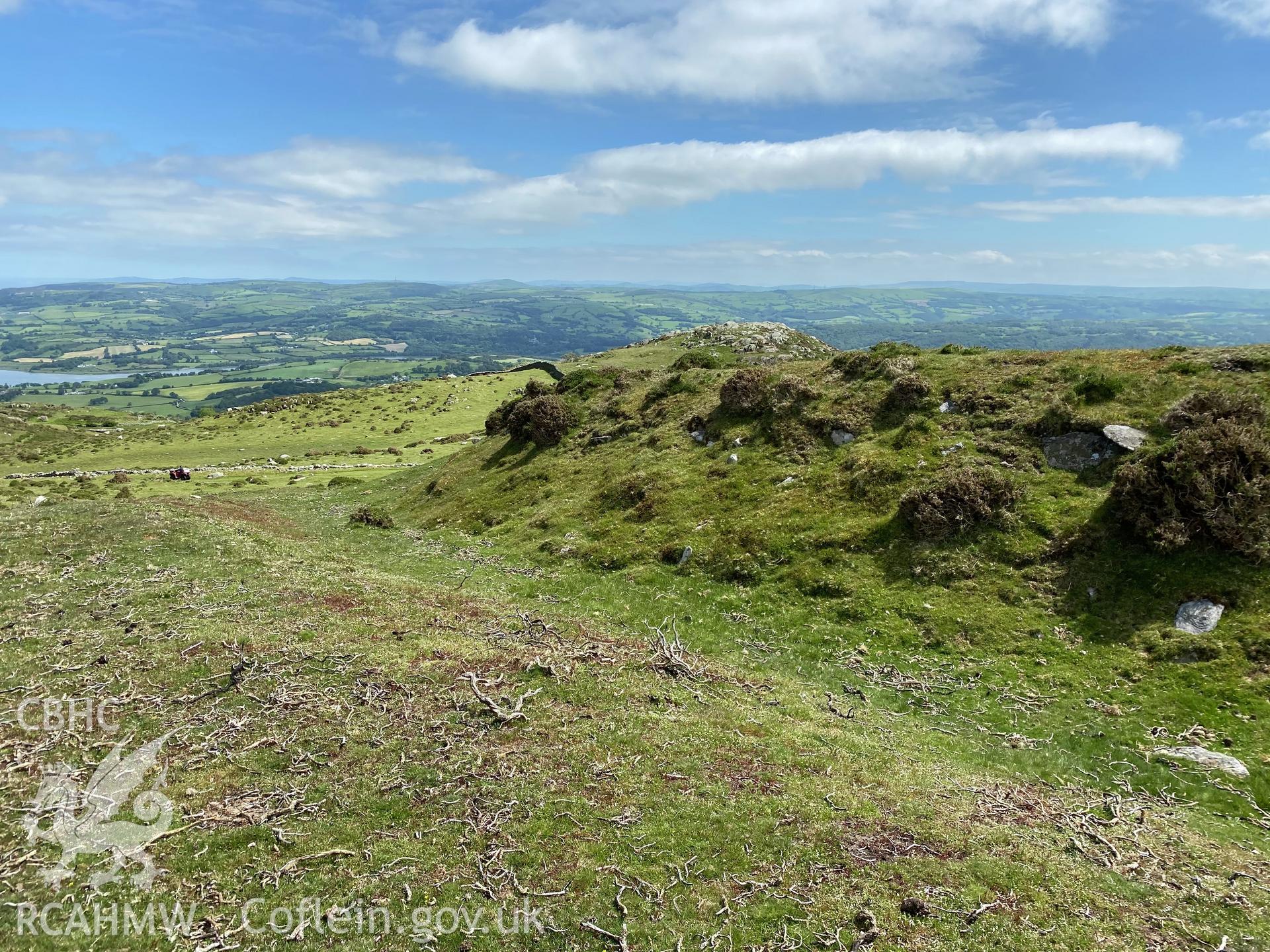 Digital colour photograph showing Caer Bach hillfort, produced by Paul R Davis in 2021.