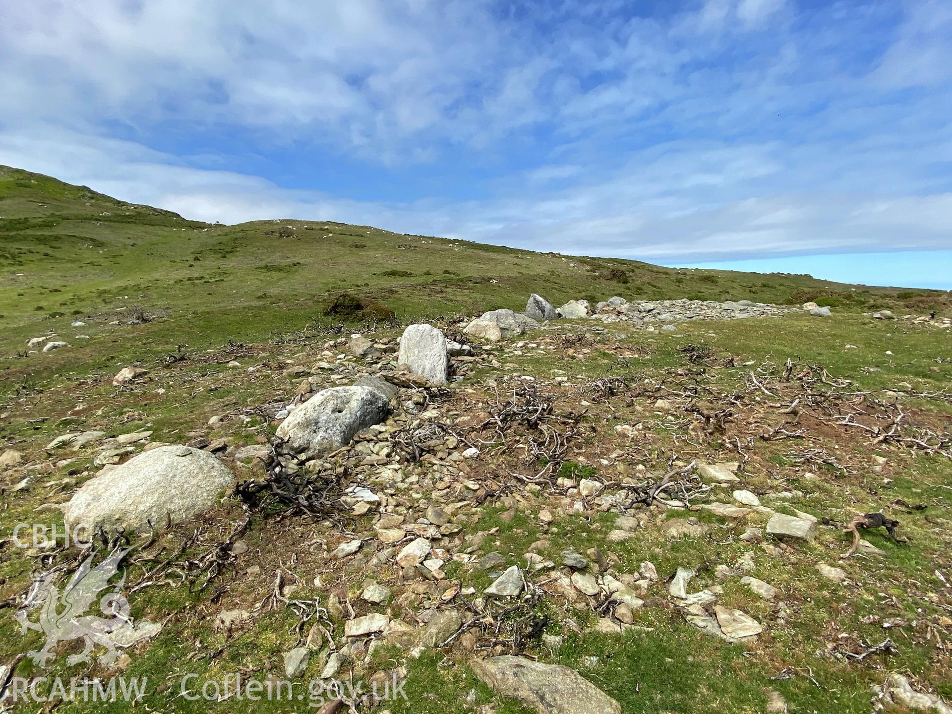 Digital colour photograph showing Caer Bach hillfort, produced by Paul R Davis in 2021.