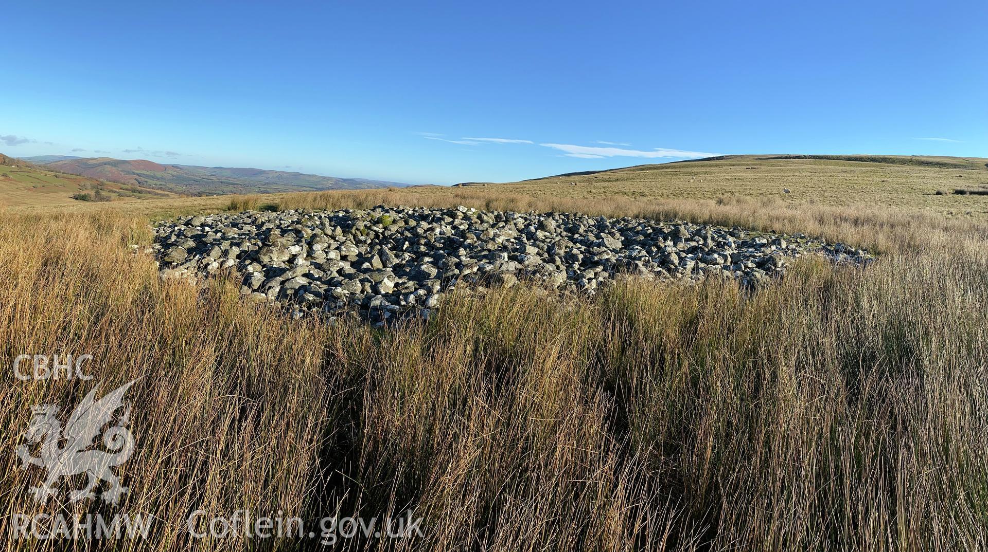 Digital colour photograph showing Carnau Cefn-y-fford, cairn VI, produced by Paul R Davis in 2021.