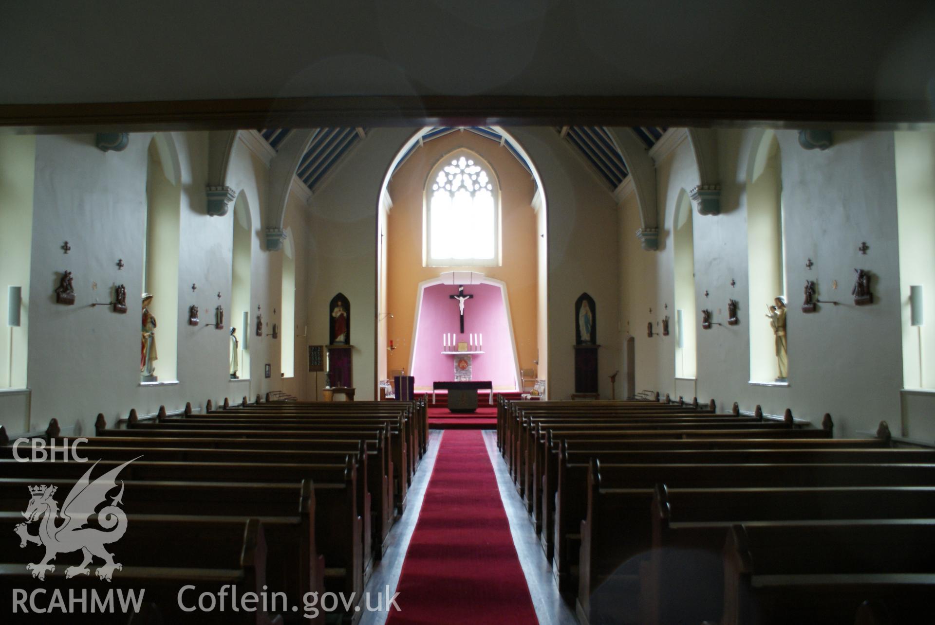 Digital colour photograph showing interior of Our Lady of Lourdes Catholic church, Mountain Ash.