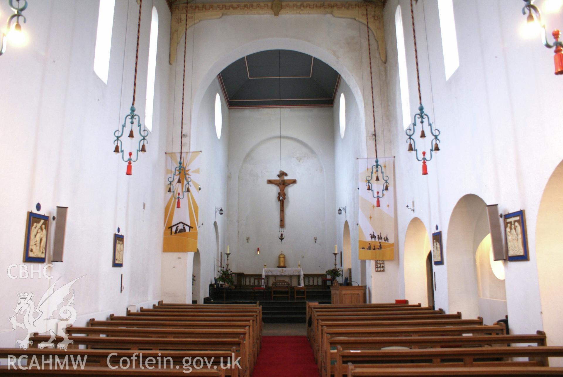 Digital colour photograph showing interior of Our Lady of Peace Catholic church, Newbridge.