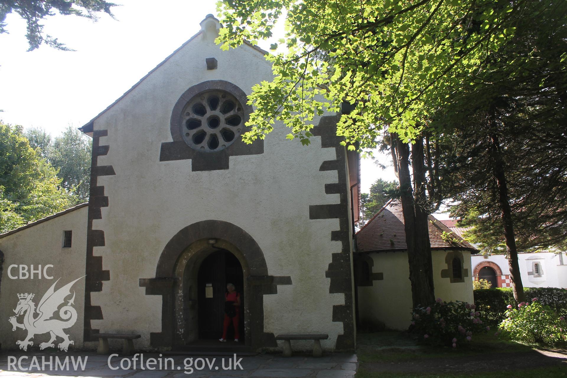 Digital colour photograph showing exterior of Caldey Abbey.