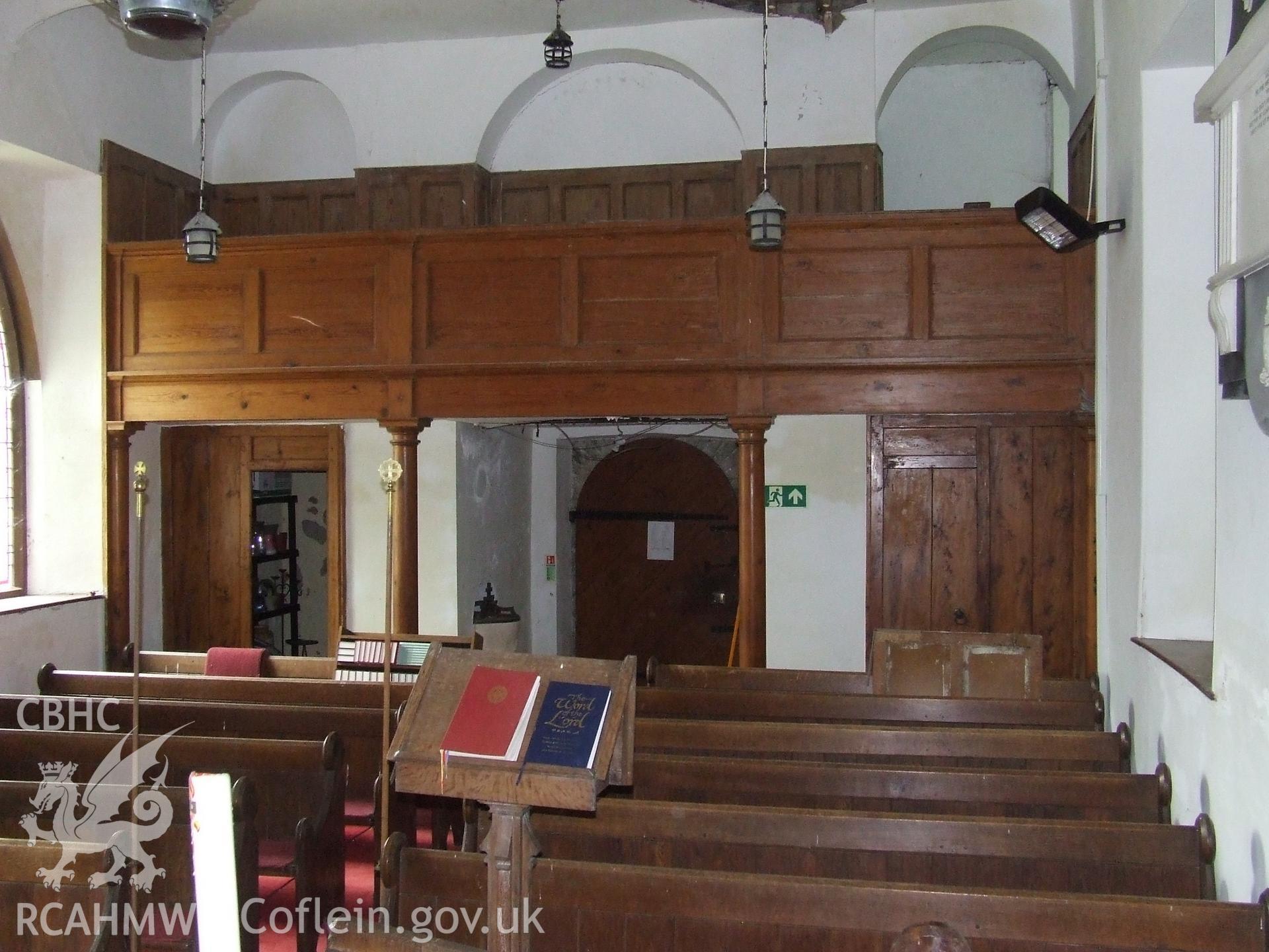 Digital colour photograph showing interior of Colman's church, Boncath. Produced by Martin Davies in 2022.