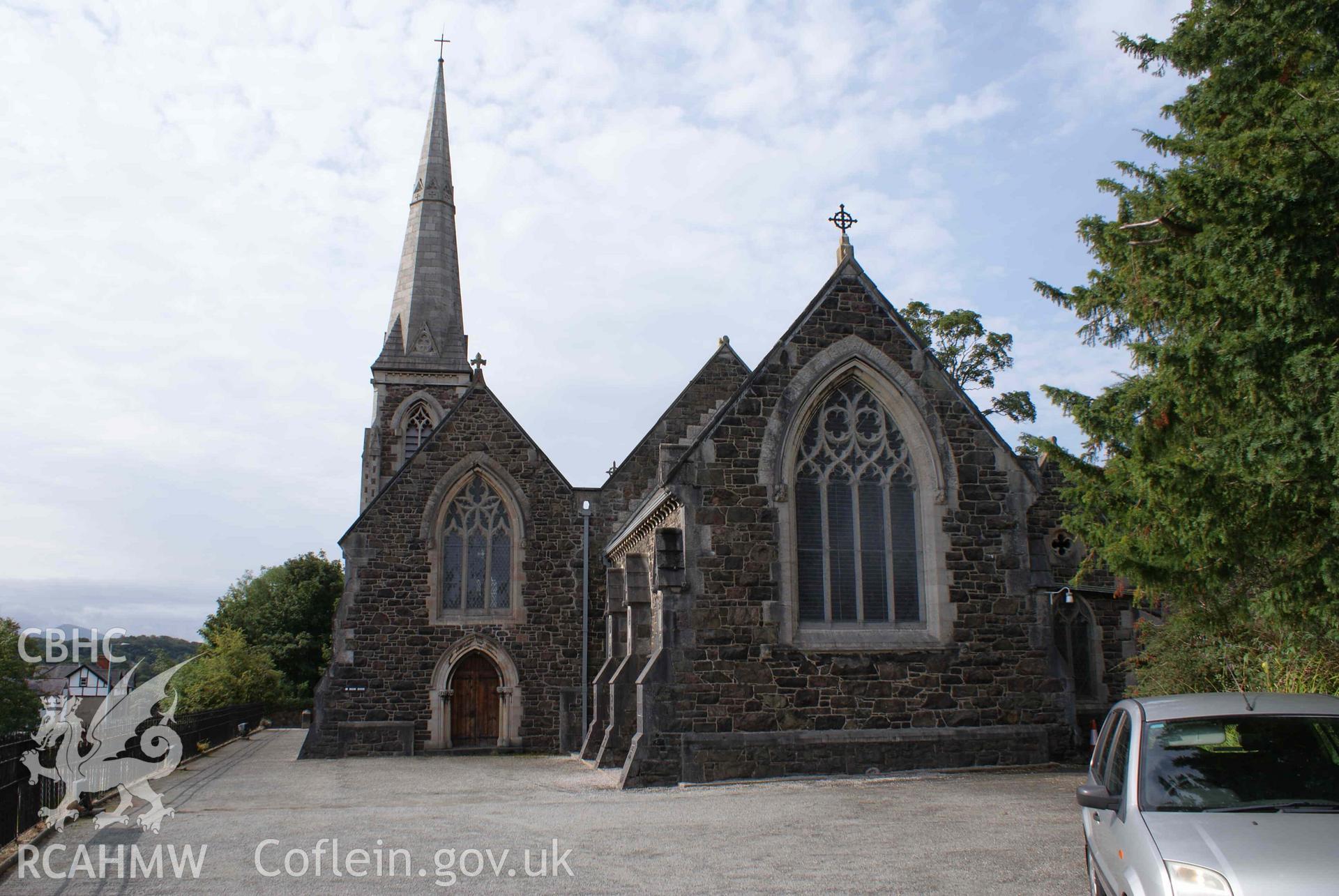 Digital colour photograph showing exterior of Our Lady and St James Catholic church, Bangor.