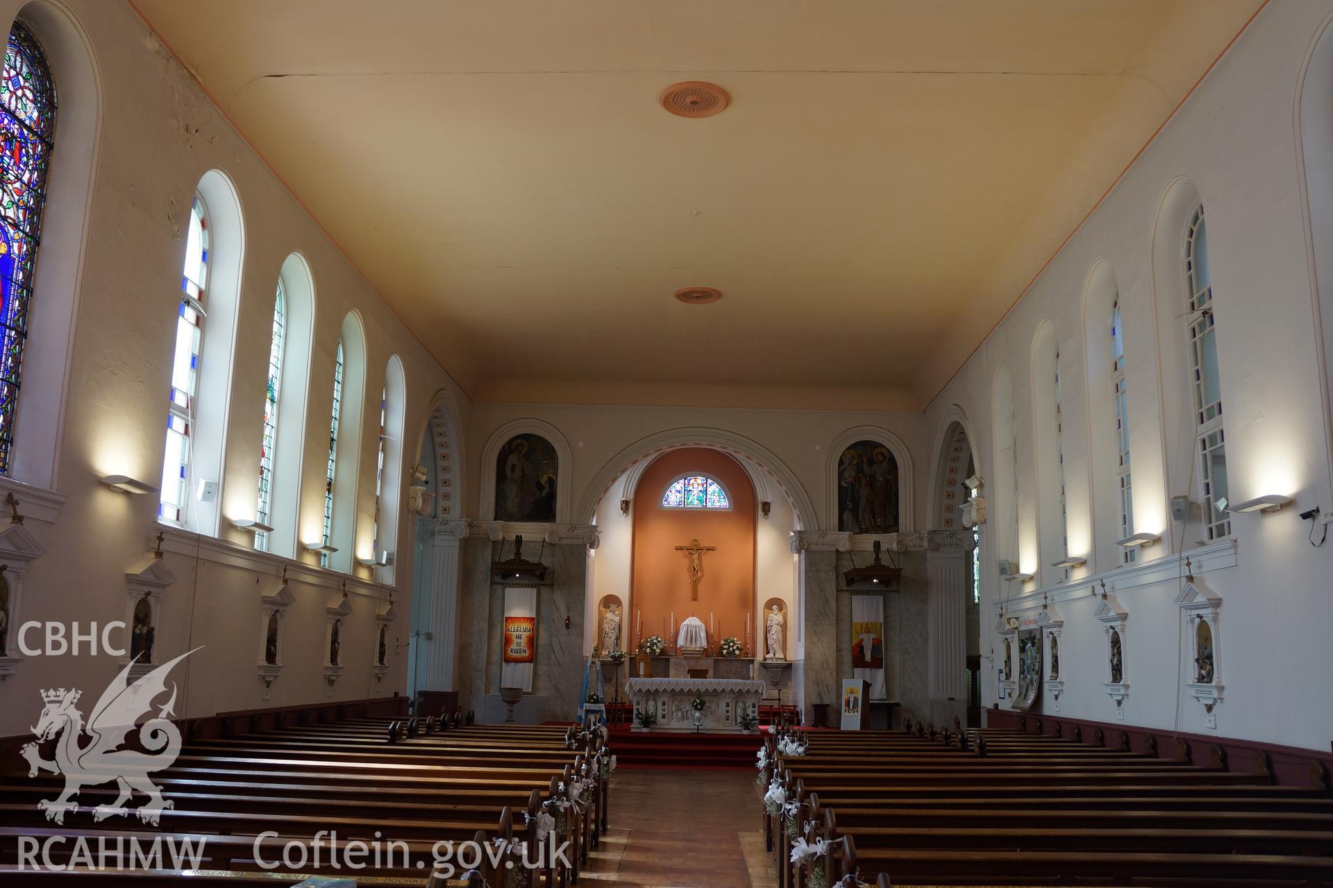 Digital colour photograph showing interior of St Winefride's Catholic church, Holywell.