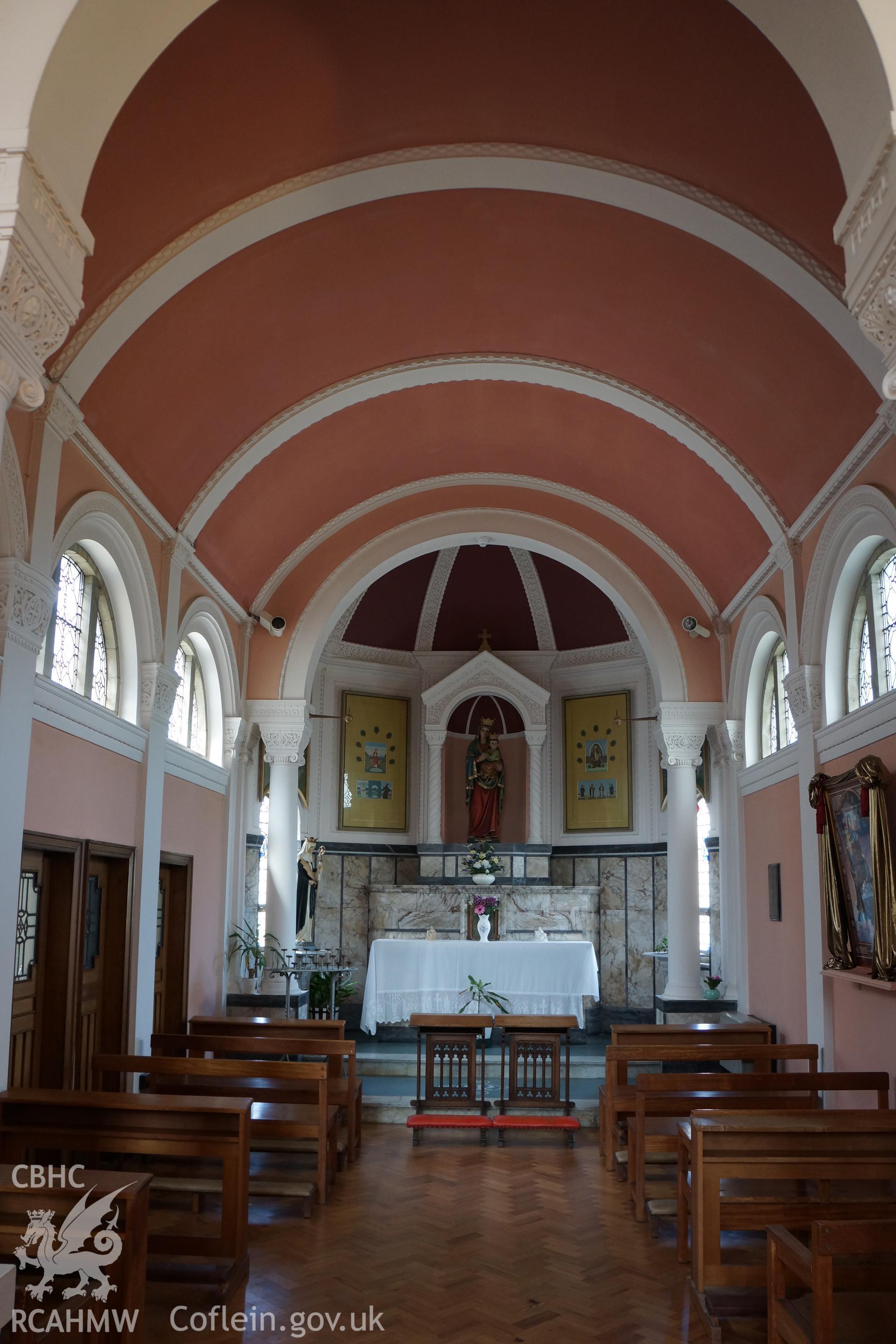 Digital colour photograph showing interior of St Winefride's Catholic church, Holywell.