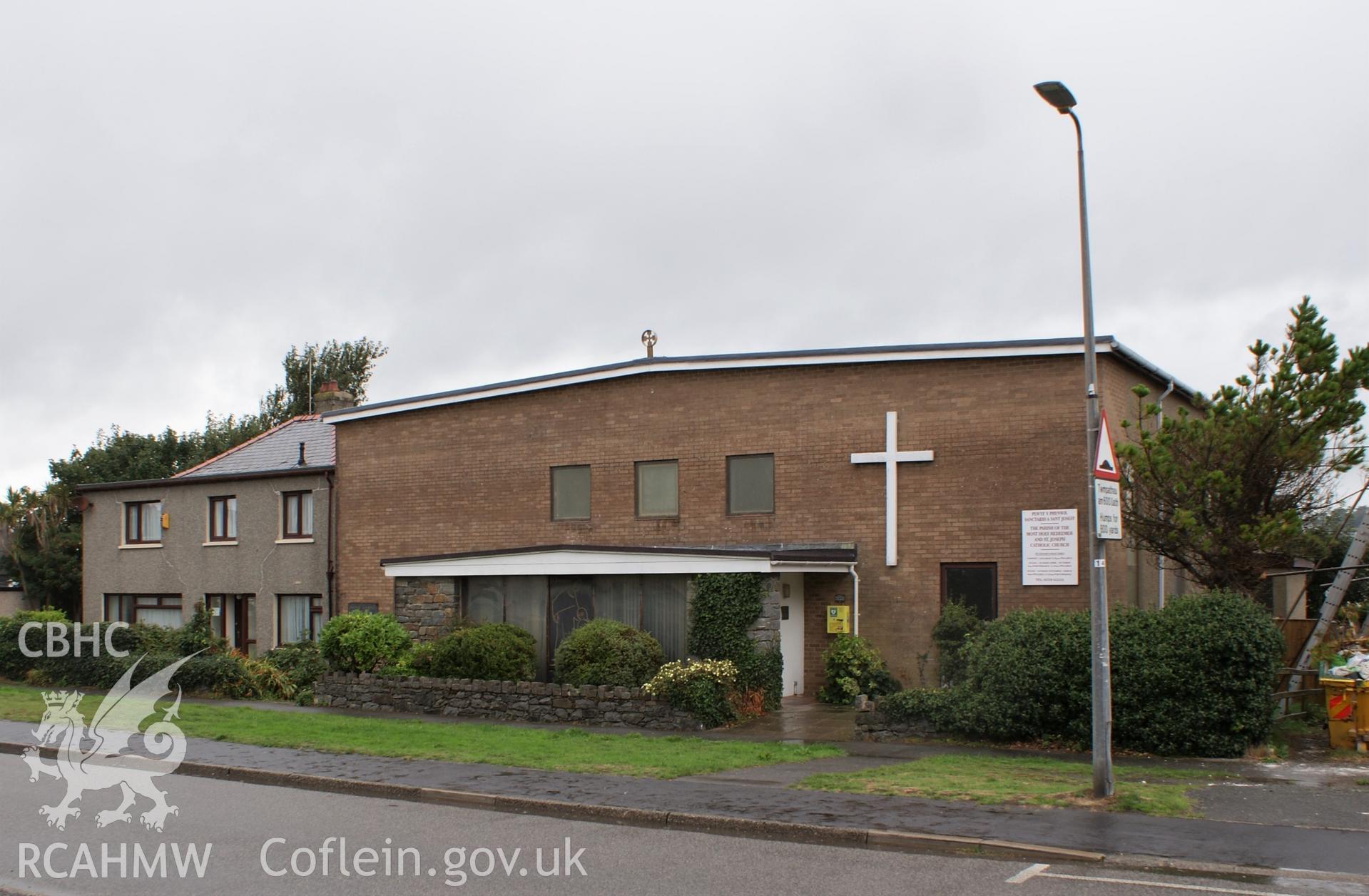 Digital colour photograph showing exterior of St Joseph's Catholic church, Pwllheli.