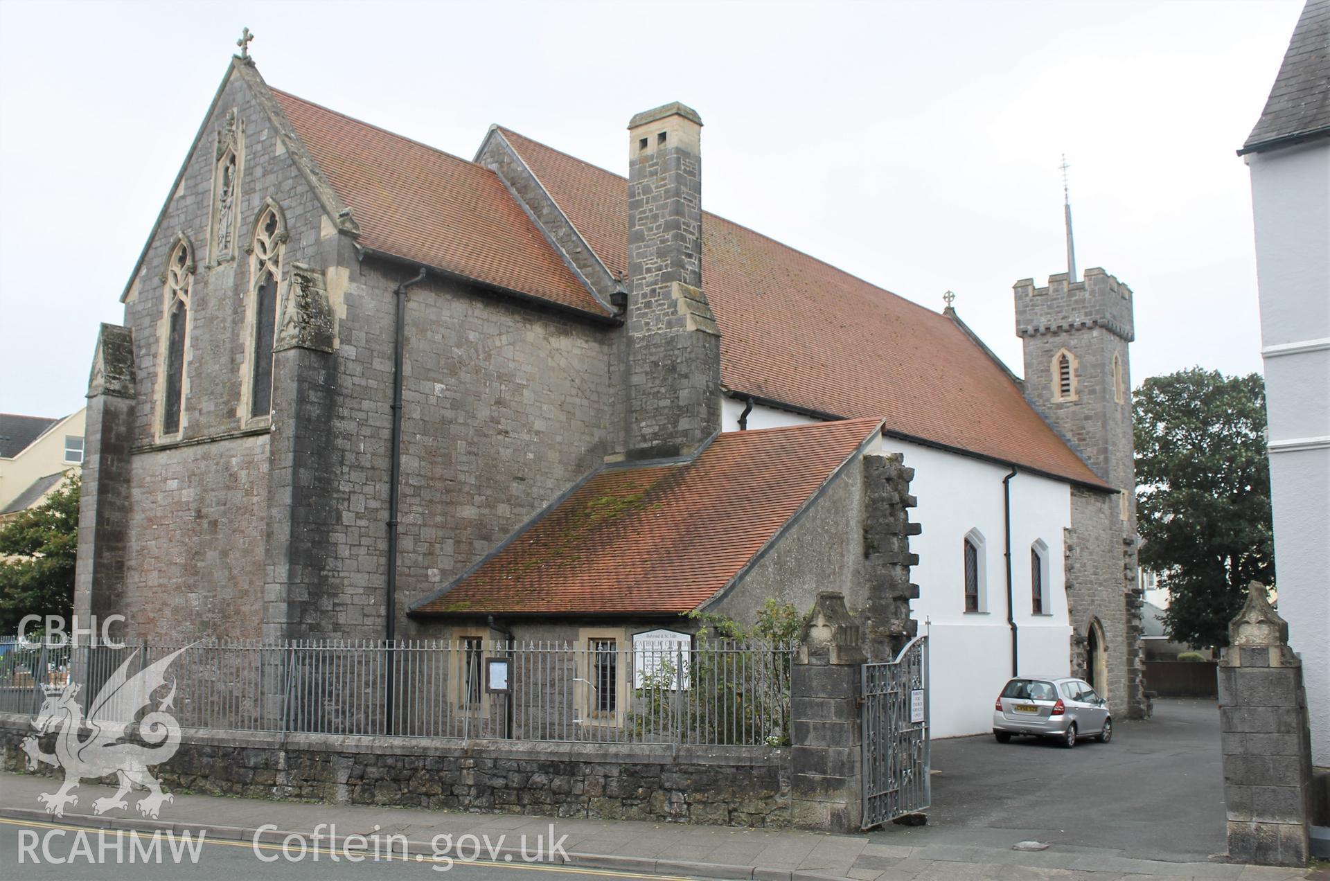 Digital colour photograph showing exterior of Holyrood and St Teilo's Catholic Church, Tenby.




.