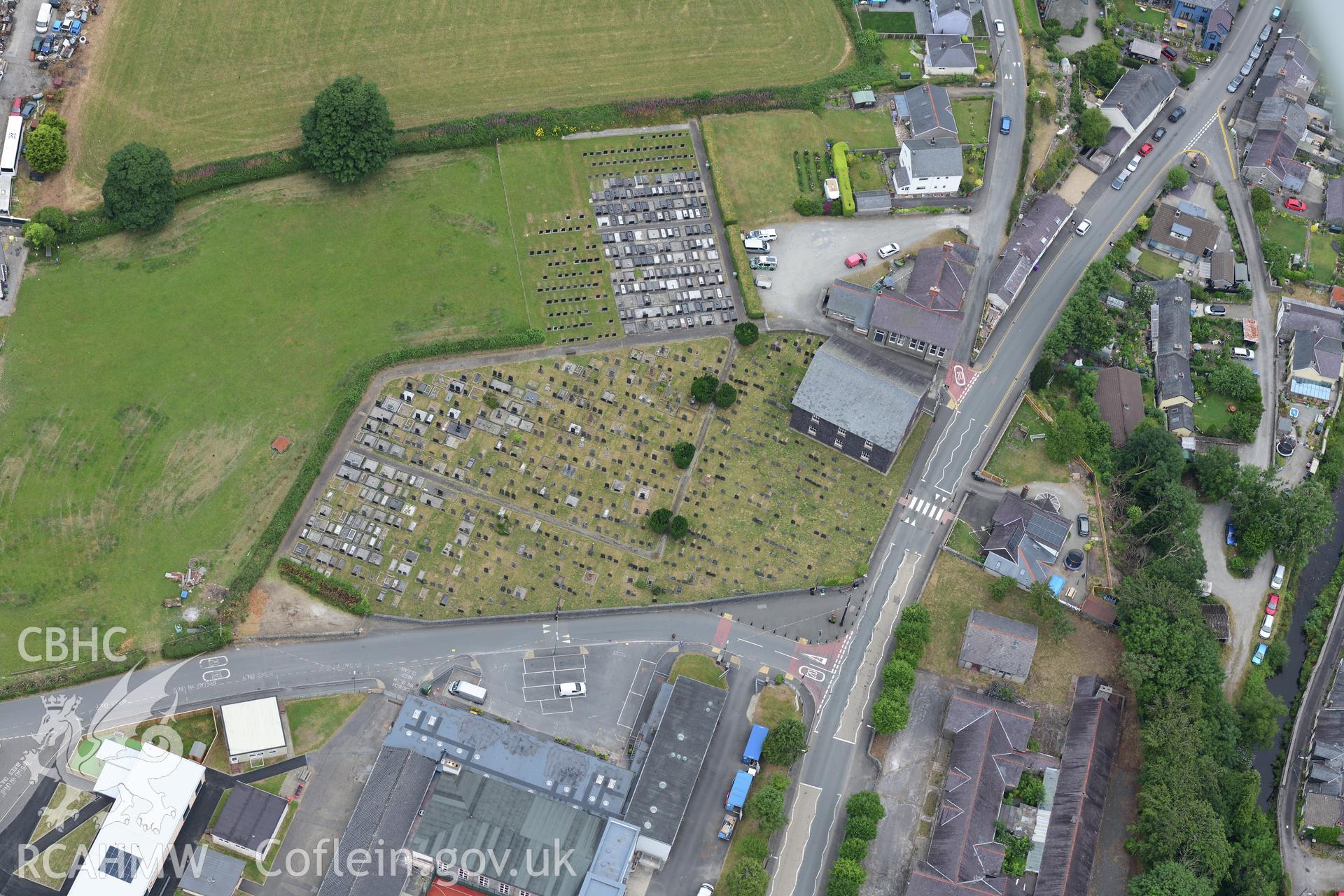 Digital colour aerial photograph showing Bwlchgwynt chapel, Tregaron, taken on 22nd July 2022.