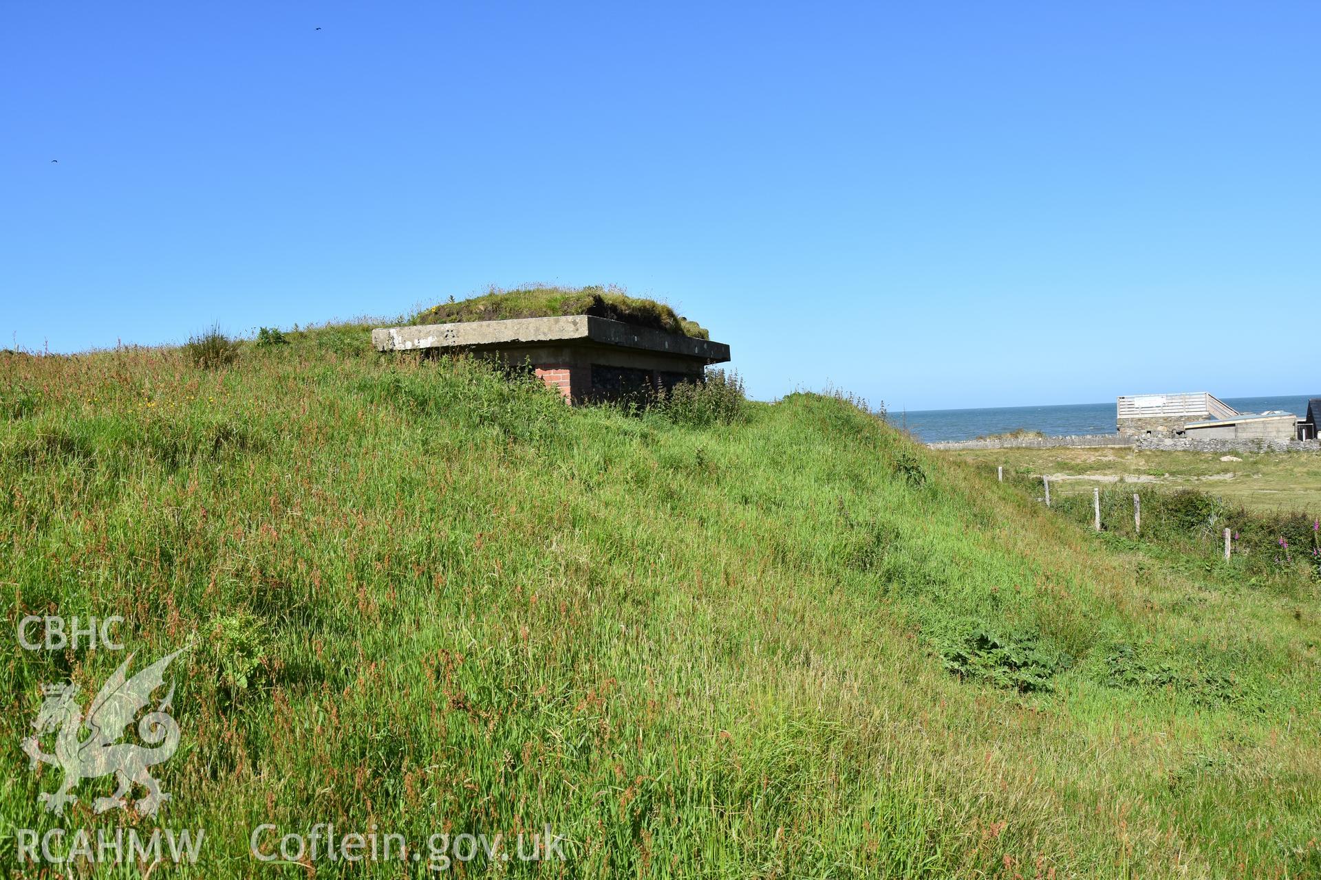 Seagull trench at Dinas Dinlle.  Photograph taken in June 2017 as part of repeat monitoring and survey by the CHERISH project. © Crown: CHERISH PROJECT 2017. Produced with EU funds through the Ireland Wales Co-operation Programme 2014-2023. All material made freely available through the Open Government Licence.