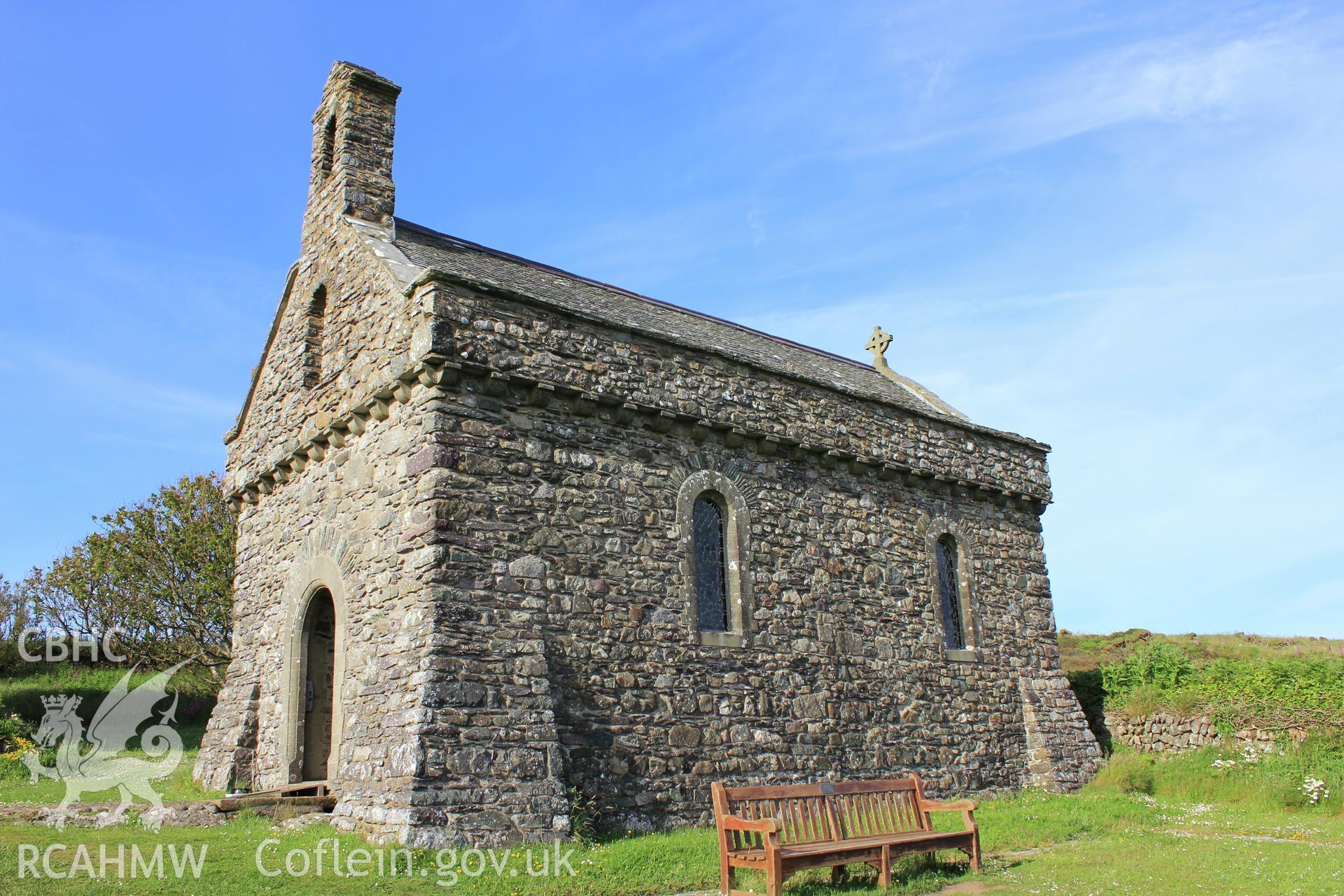 Exterior south-west corner of Catholic Church, St Davids. Two arched windows on south wall Taken by Meilyr Powel.