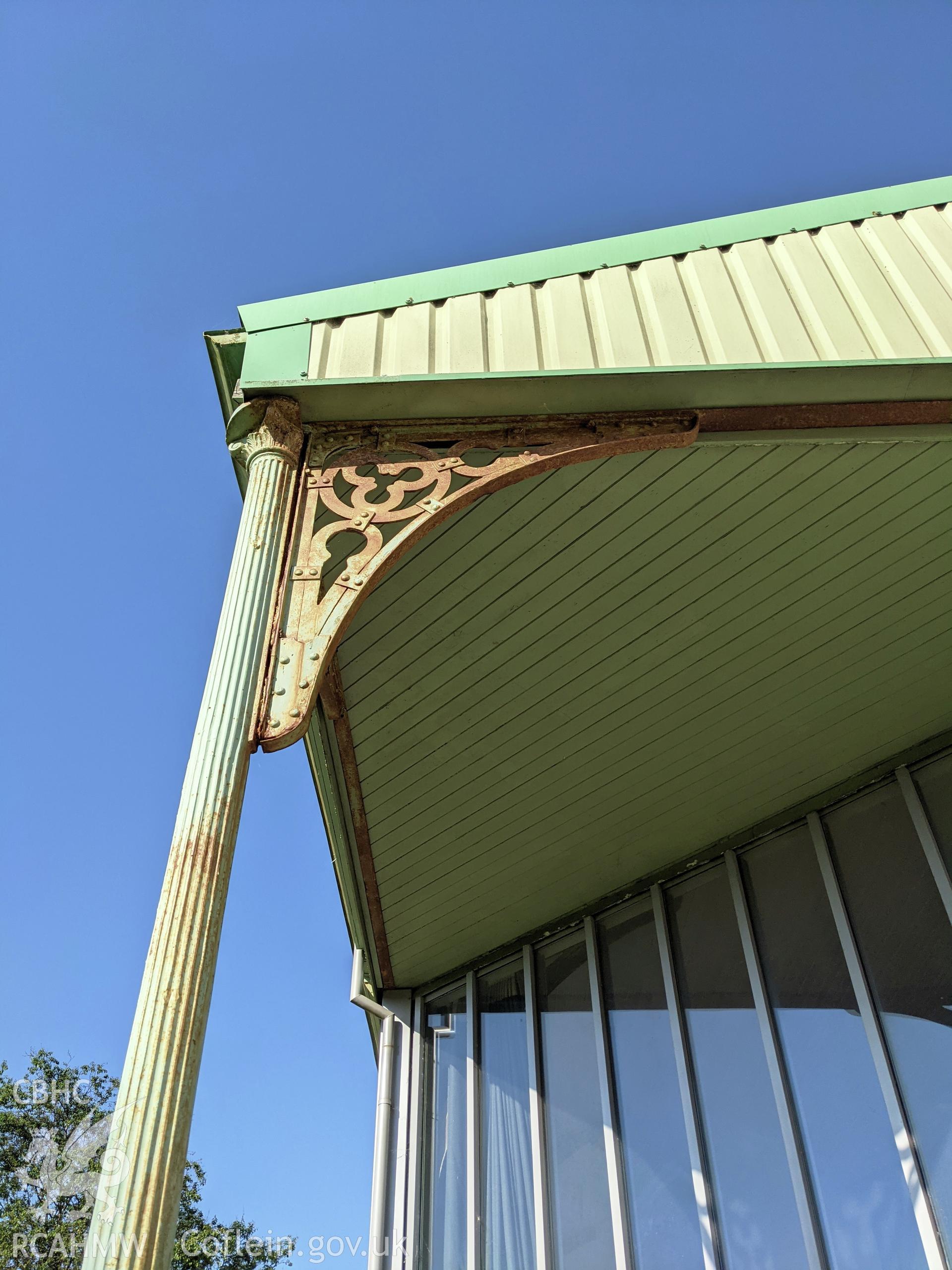 Patti Pavilion corrugated roof and corner column Taken by Meilyr Powel.