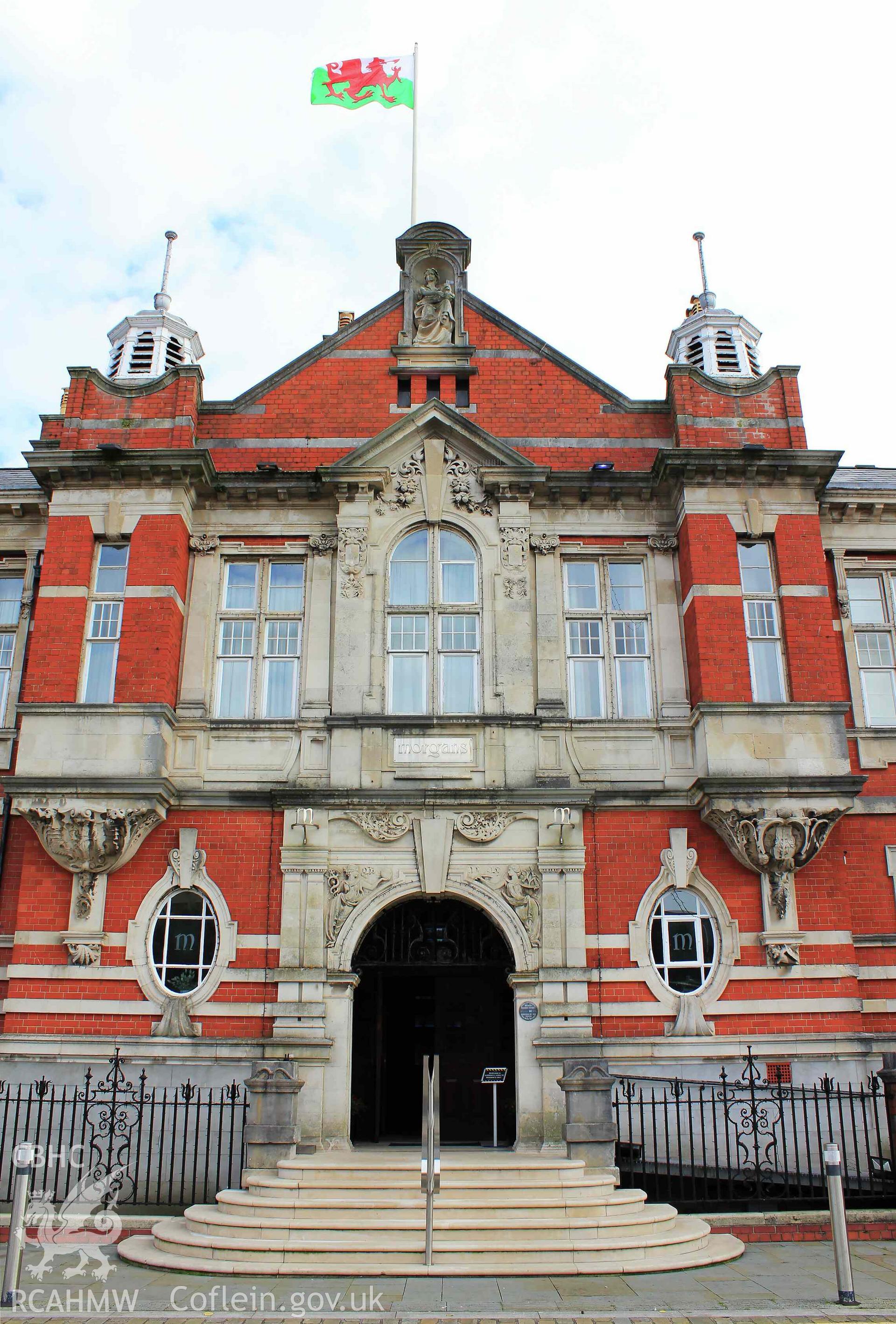 Swansea Harbour Trust Offices (Morgans Hotel), west face, main entrance, portrait orientation Taken by Meilyr Powel.