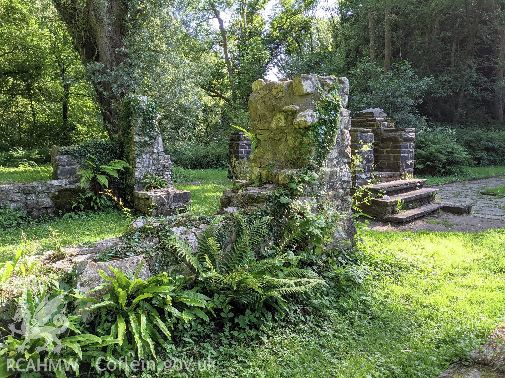 Trinity Well Chapel stone remains, overgrown Taken by Meilyr Powel.