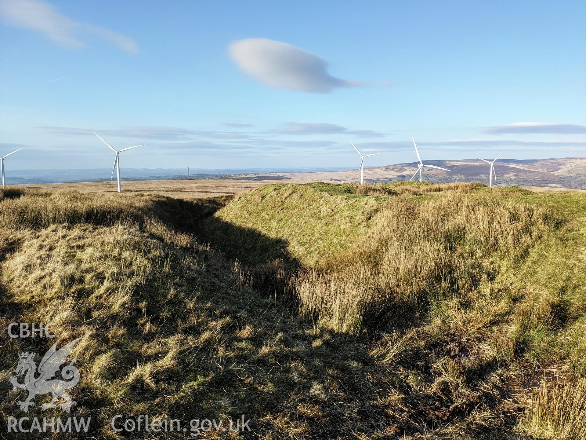 Penlle'r Castell earthworks looking north Taken by Meilyr Powel.