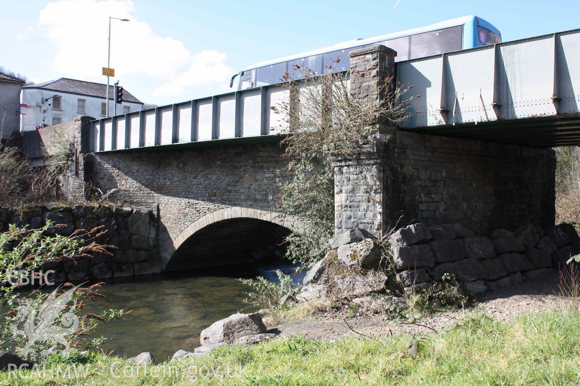 Digital colour photograph showing road bridge over the Aberdare canal, Mountain Ash, taken 18 March, 2022.