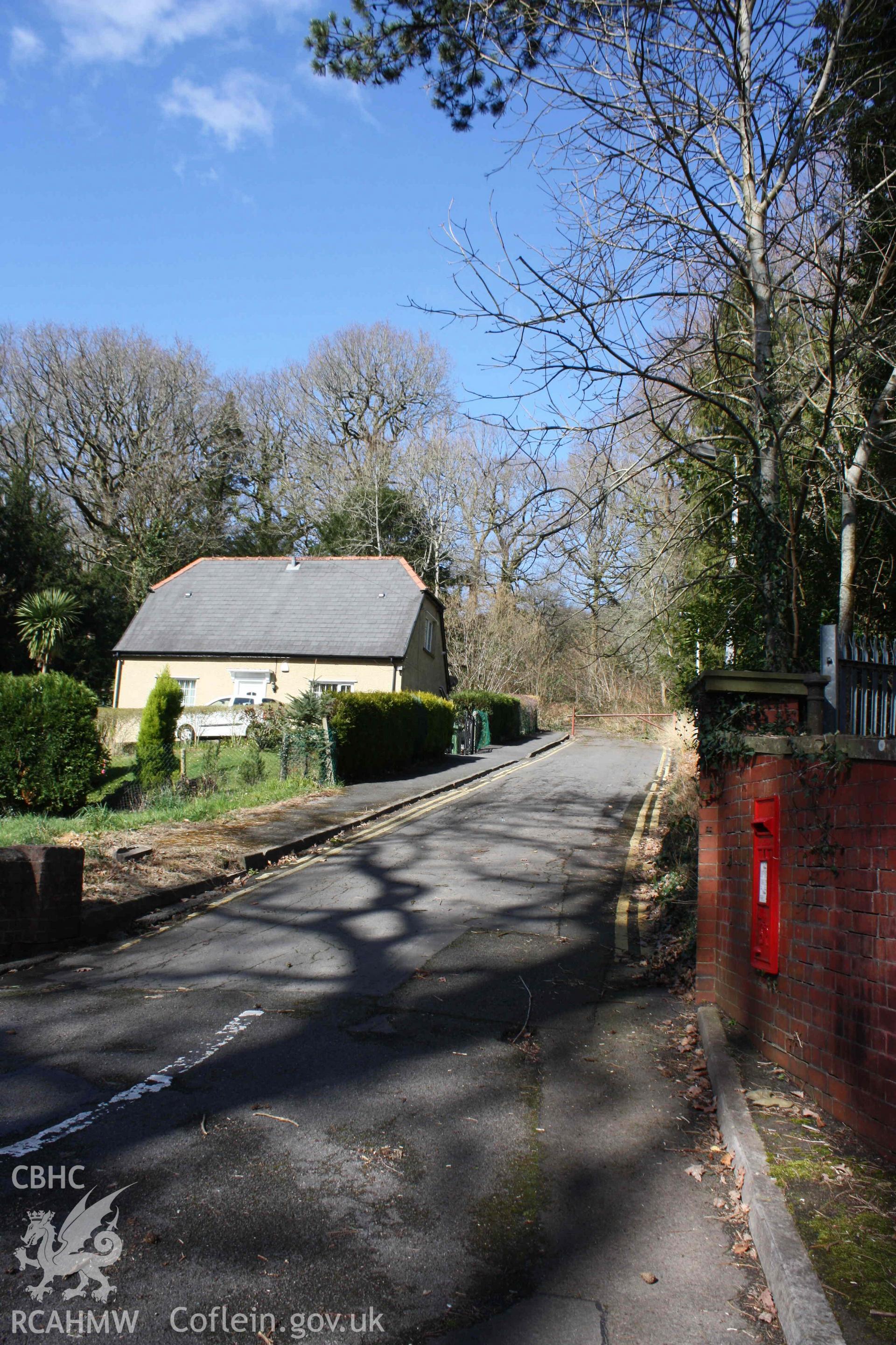 Digital colour photograph showing the entrance and lodge of the old General hospital, Mountain Ash, taken 18 March, 2022.