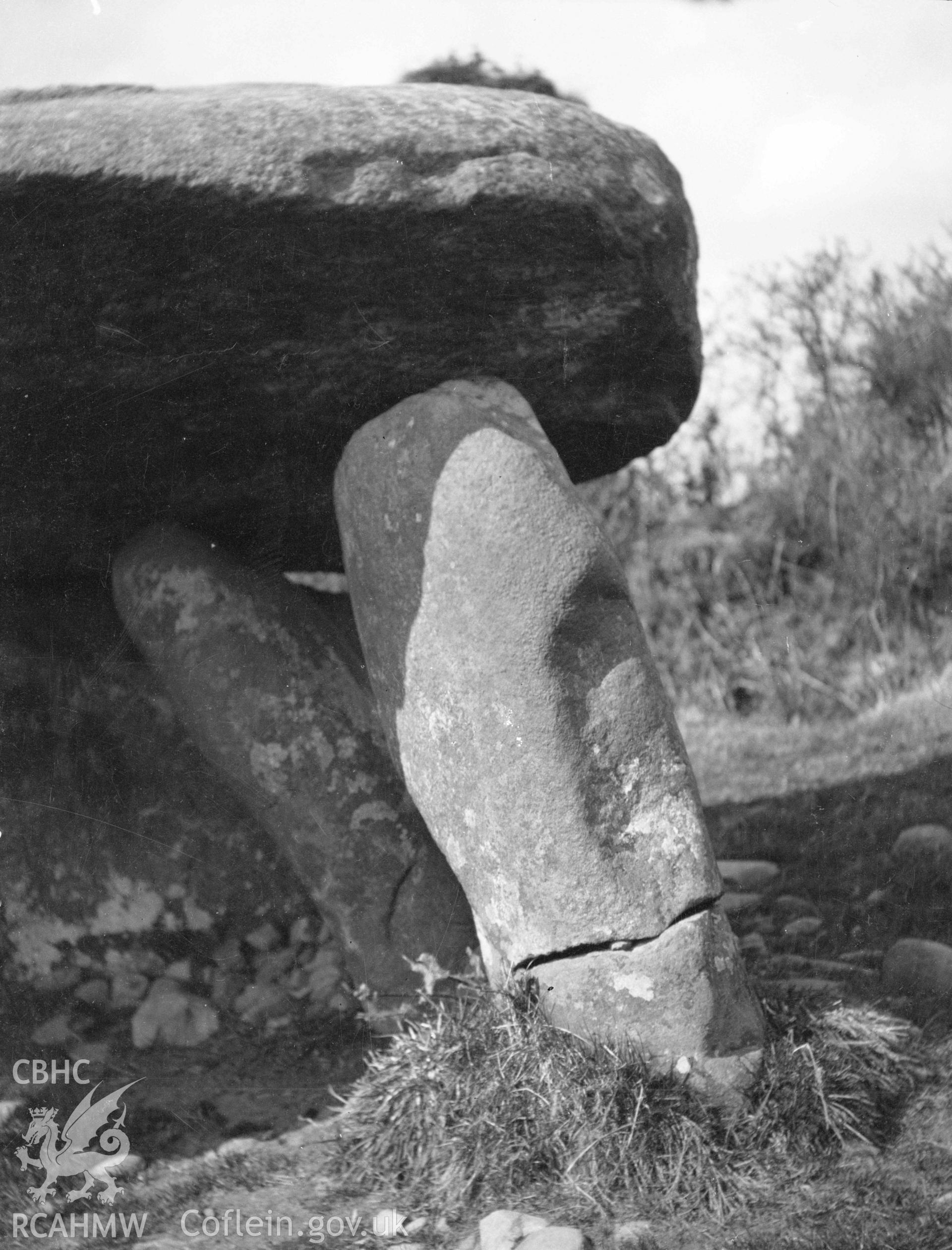 Digital copy of a nitrate negative showing Cefn Isaf Burial Chamber.