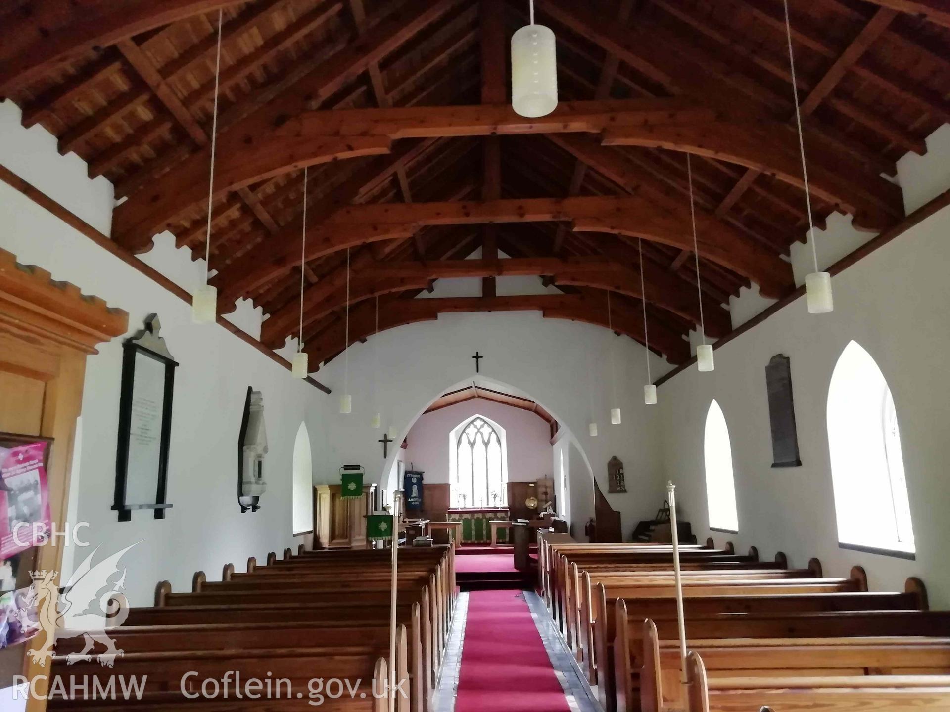 Digital colour photograph showing interior of St Tysilio's Church, near Cwmtydu.