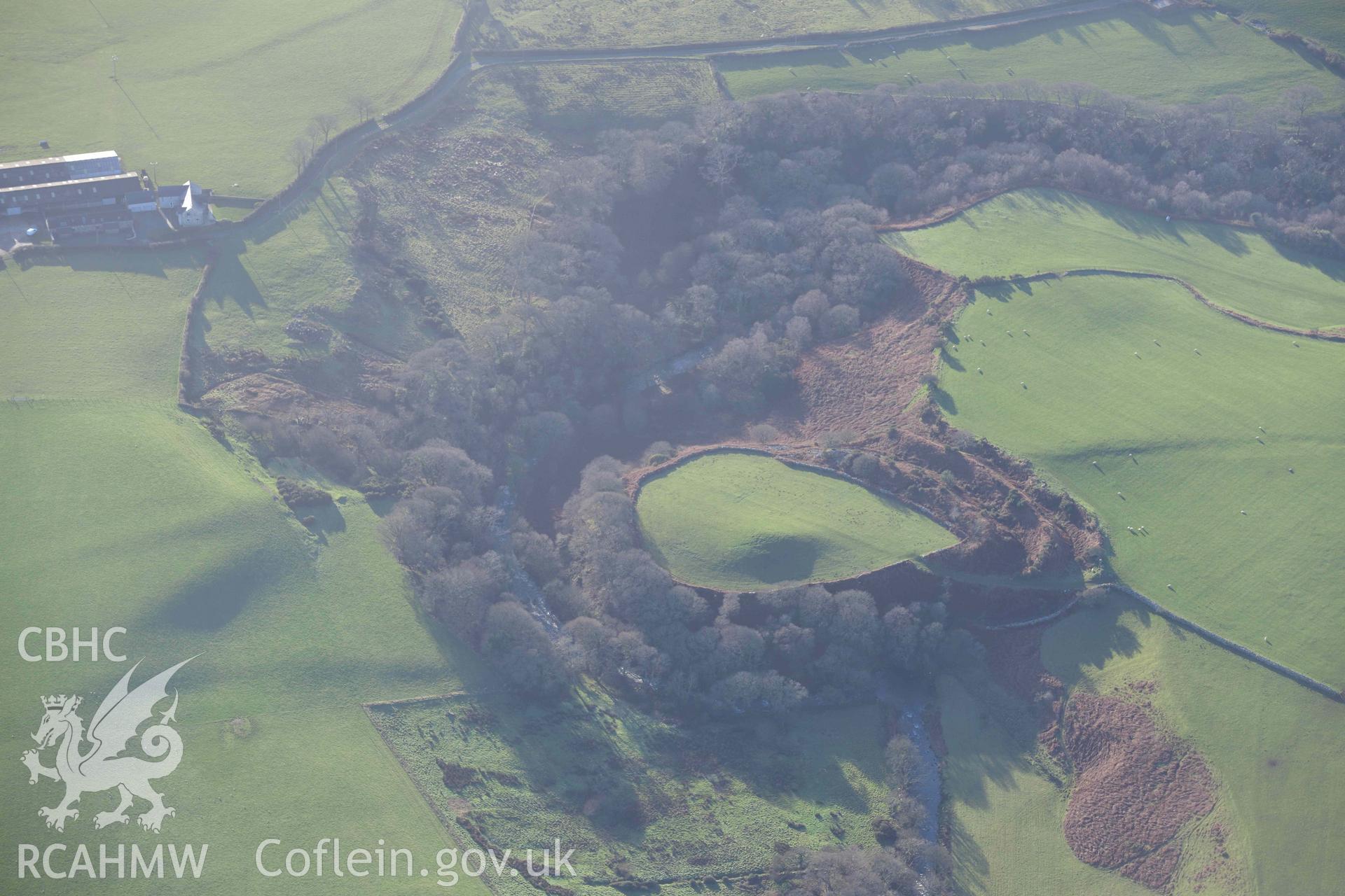 Oblique aerial photograph of Craig y Dinas camp taken during the Royal Commission