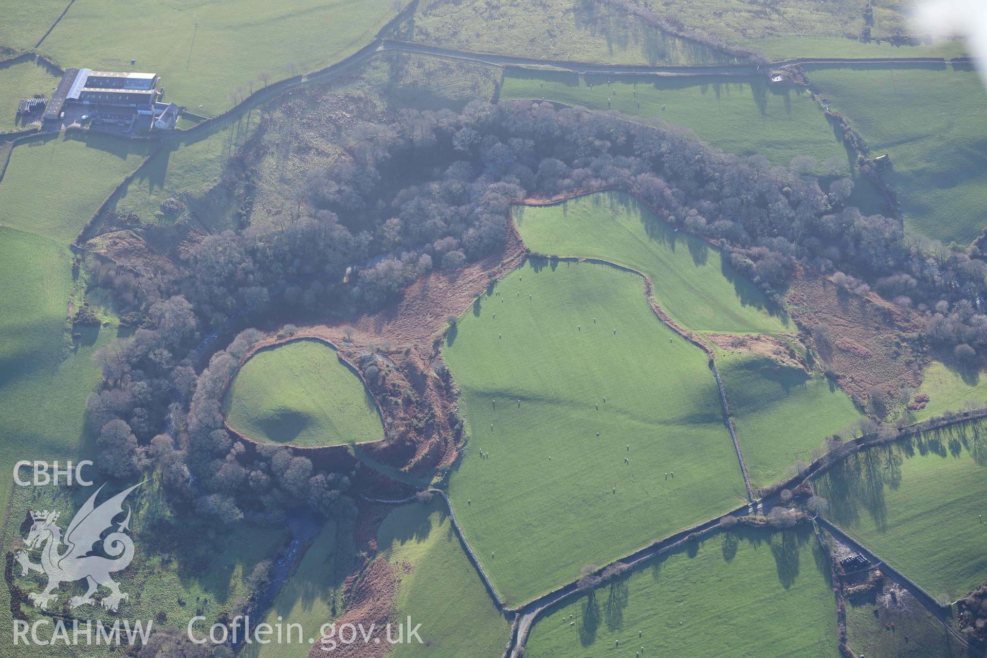 Oblique aerial photograph of Craig y Dinas camp taken during the Royal Commission