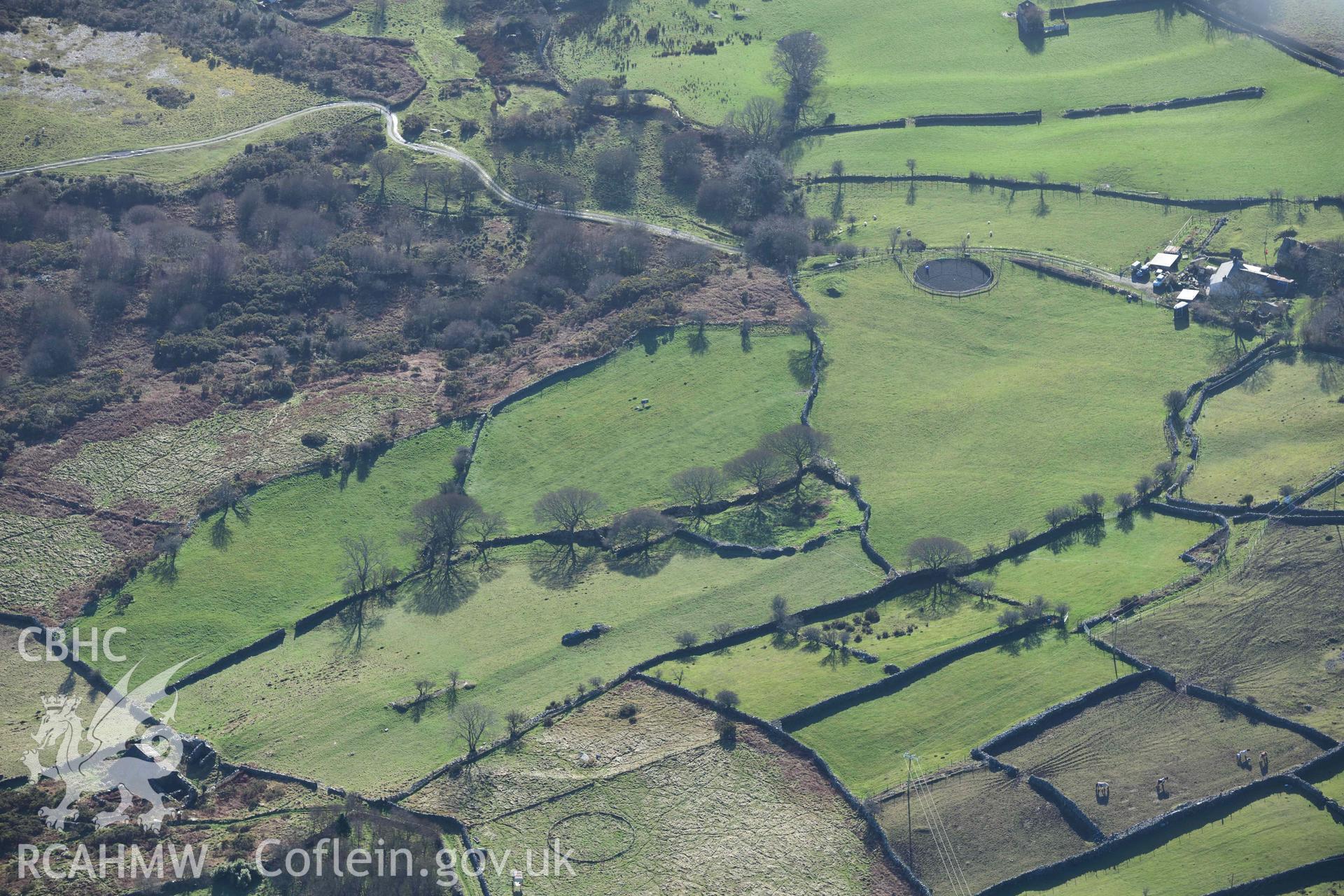 Oblique aerial photograph of Hafodlas homestead from the east, taken during the Royal Commission