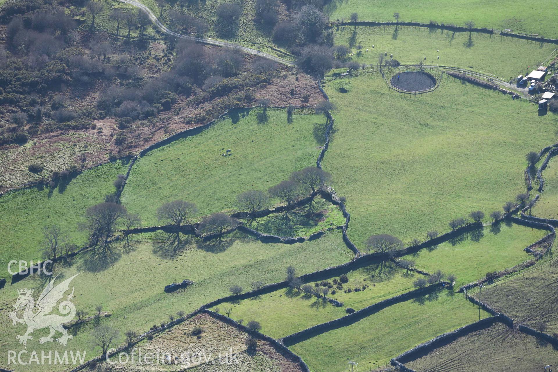 Oblique aerial photograph of Hafodlas homestead from the east, taken during the Royal Commission