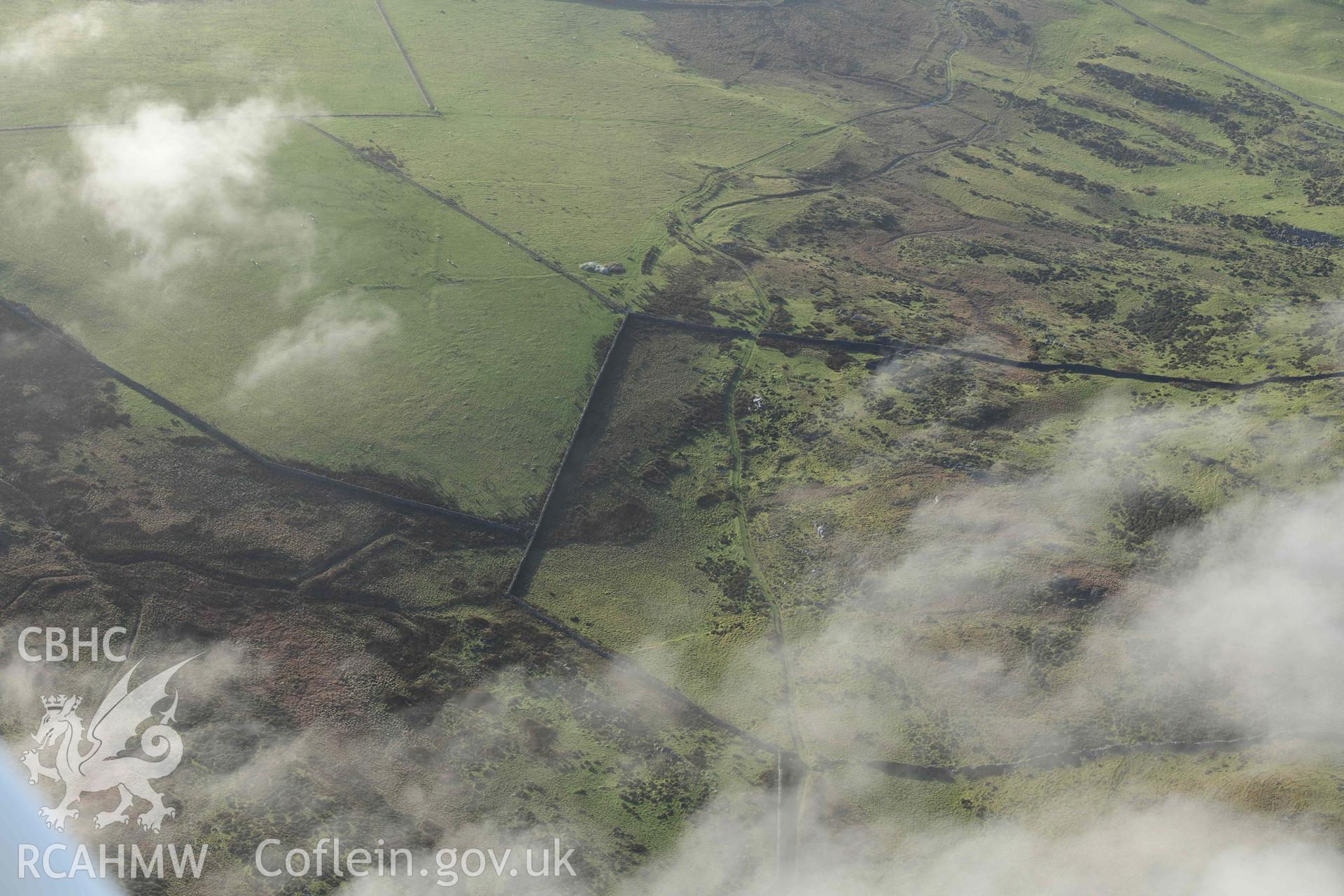 Oblique aerial photograph of Moel Goedog enclosed homestead taken during the Royal Commission