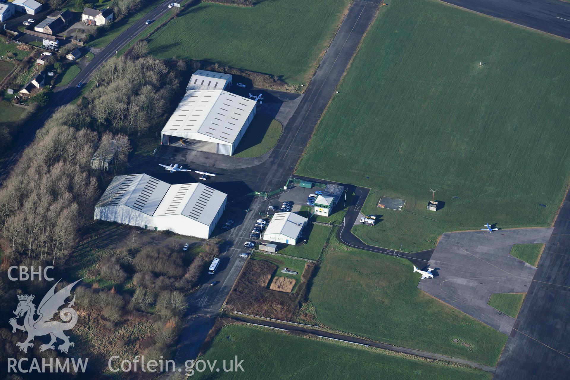 Oblique aerial photograph of Haverfordwest Airport taken during the Royal Commission