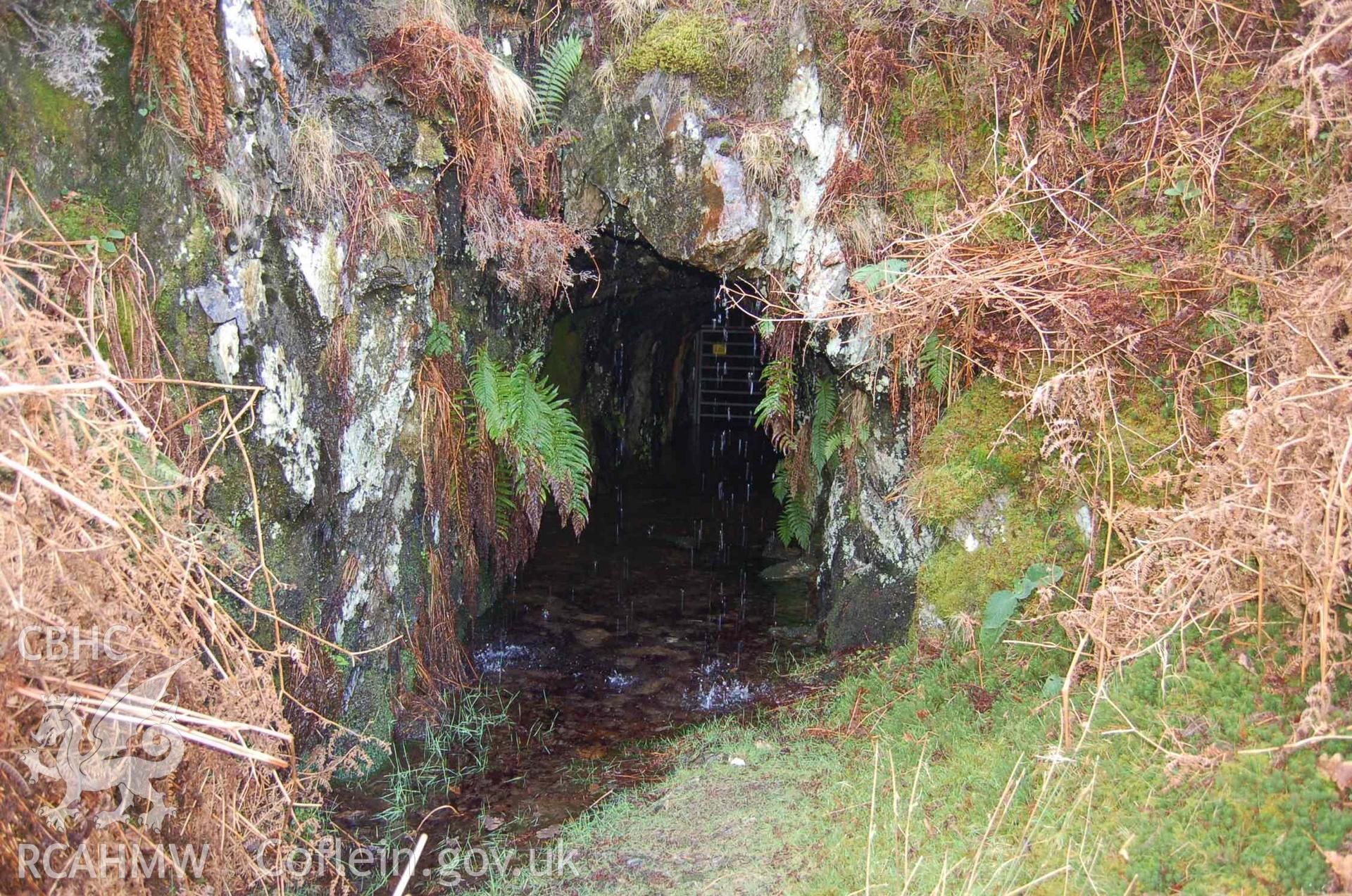 Photograph showing Berth Lwyd main Adit entrance, taken by John Latham, 2008.