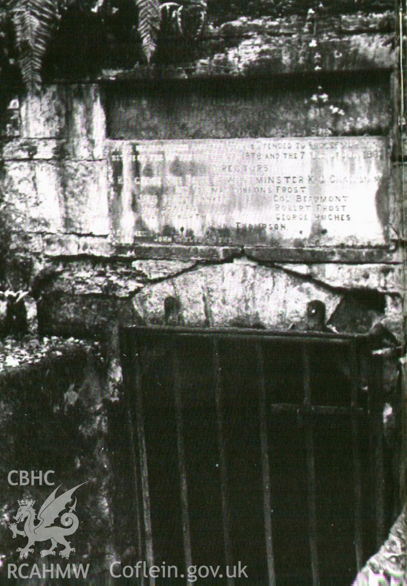 Digital image of portal of Halkyn Deep Level, with earlier (1818) inscription above - Williams, 1980