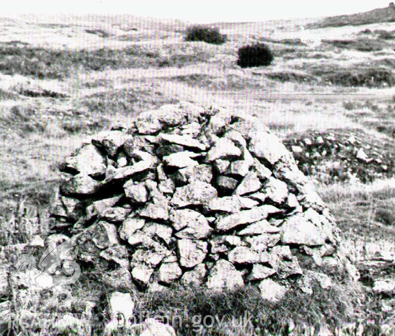 Digital image of photo of 'beehive' shaft capping at Rhesycae on Halkyn - CJ William, 1980