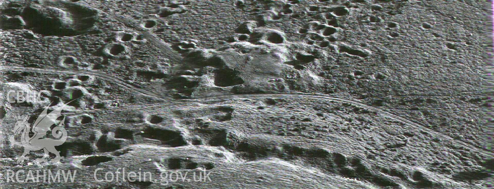 Digital image of opencast rake working on Halkyn Mt., this possibly pre-dates Late Medieval - Early Medieval shafts sunk on the vein - Musson 'Wales from the Air' RCAHMW, 1994