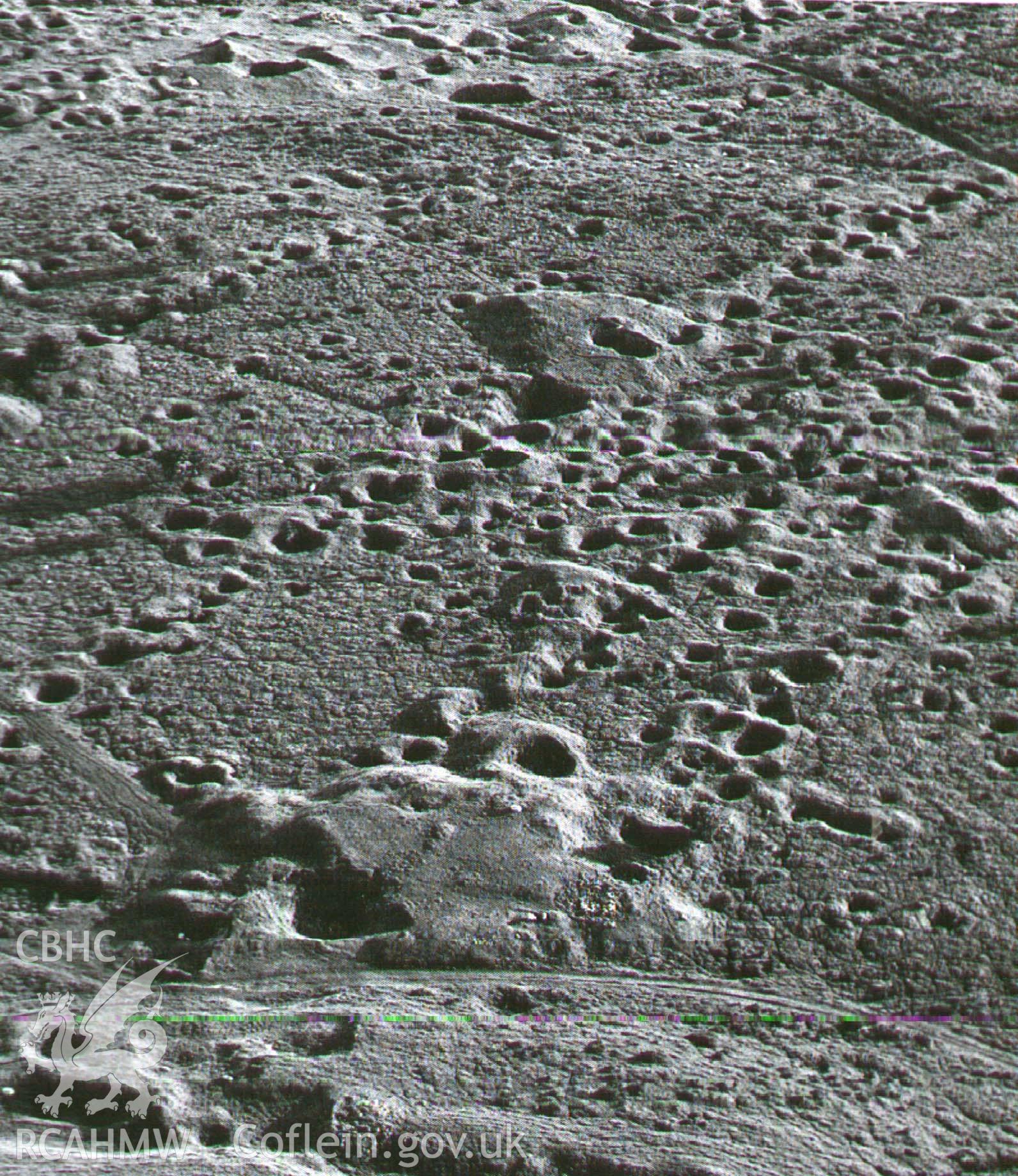 Digital image of aerial photo showing alignment of shafts on veins at Halkyn Mt  - Musson, 1994