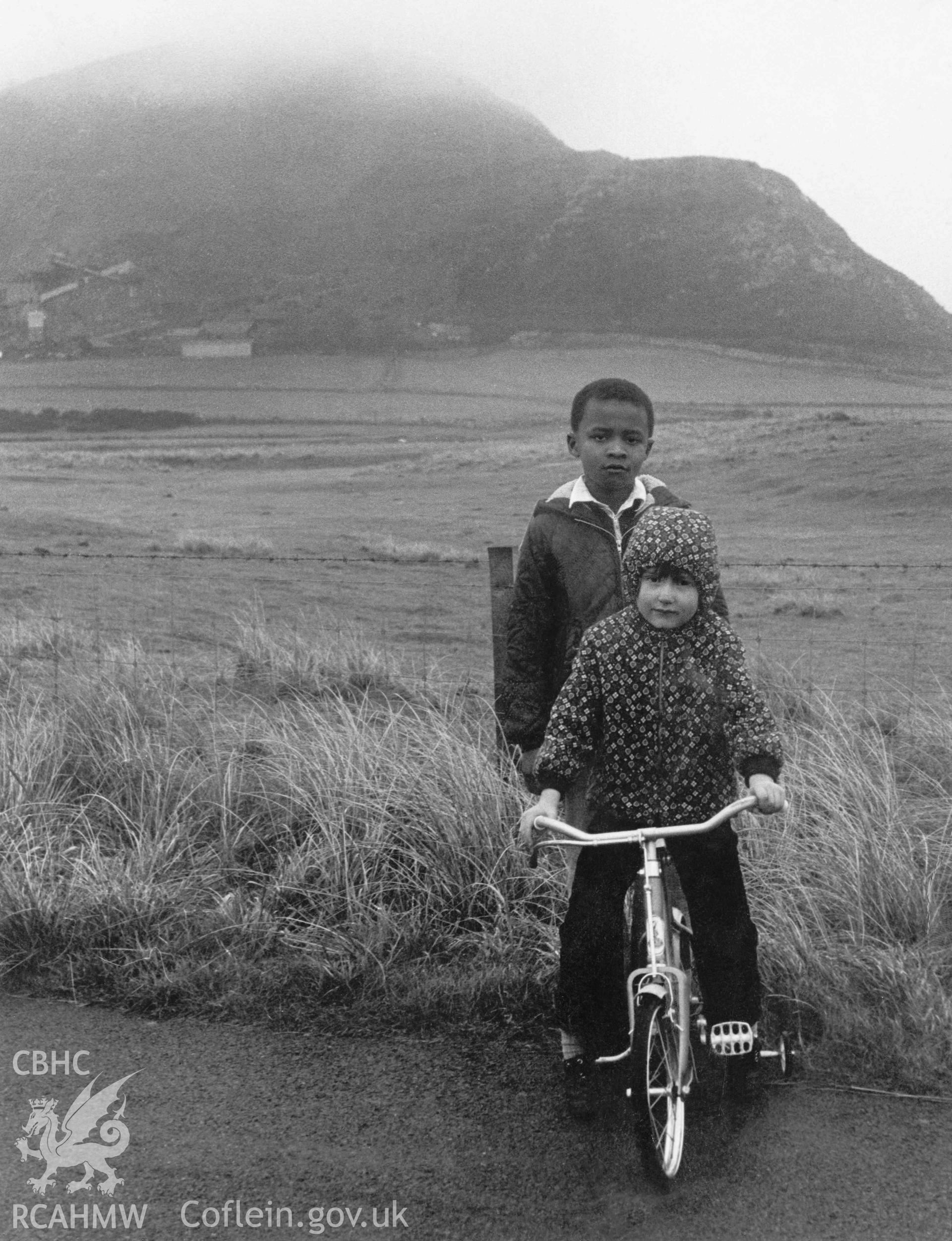 Digital copy of black and white photograph showing children at Tonfanau Camp in 1972.