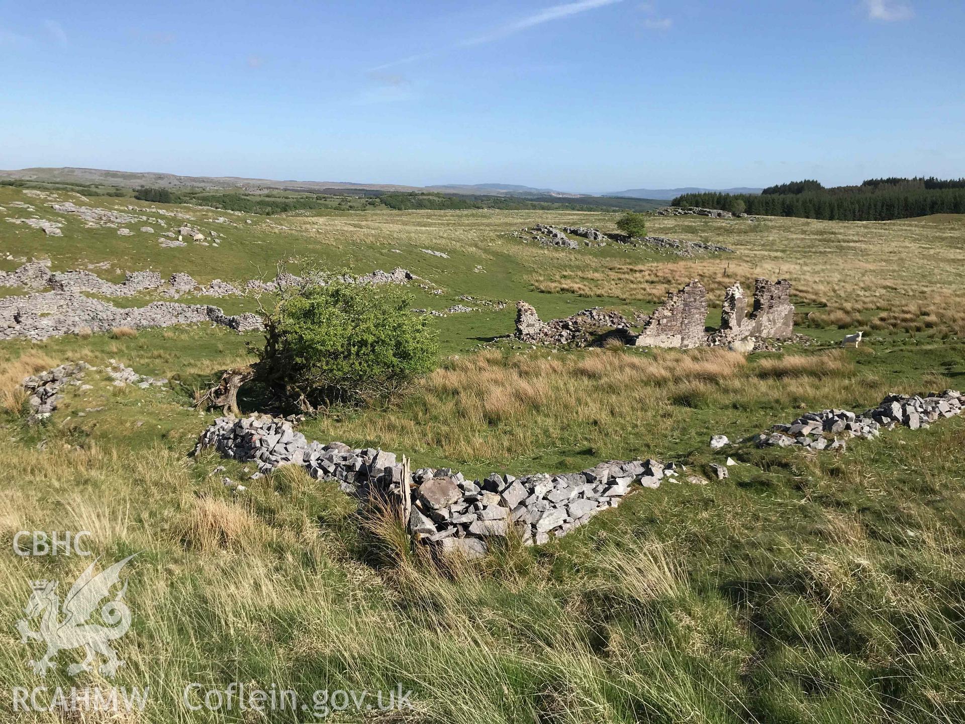 Digital photograph showing detailed view of remains of the Warrener's house, Pant Mawr Farm, Ystradfellte. Produced by Paul Davis in 2020