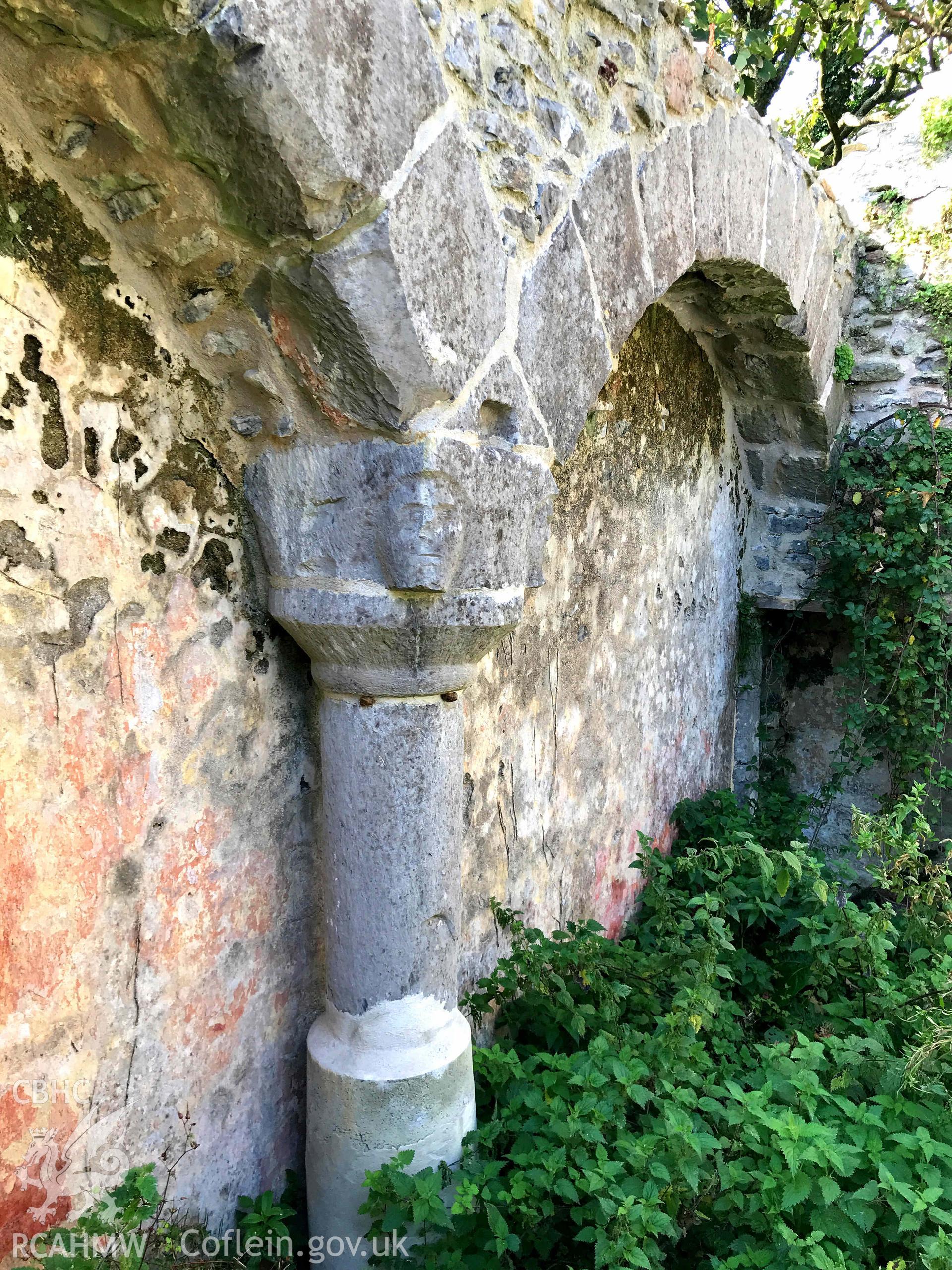 Digital photograph showing detailed view of archways at Castlemartin old rectory. Produced by Paul Davis in 2020