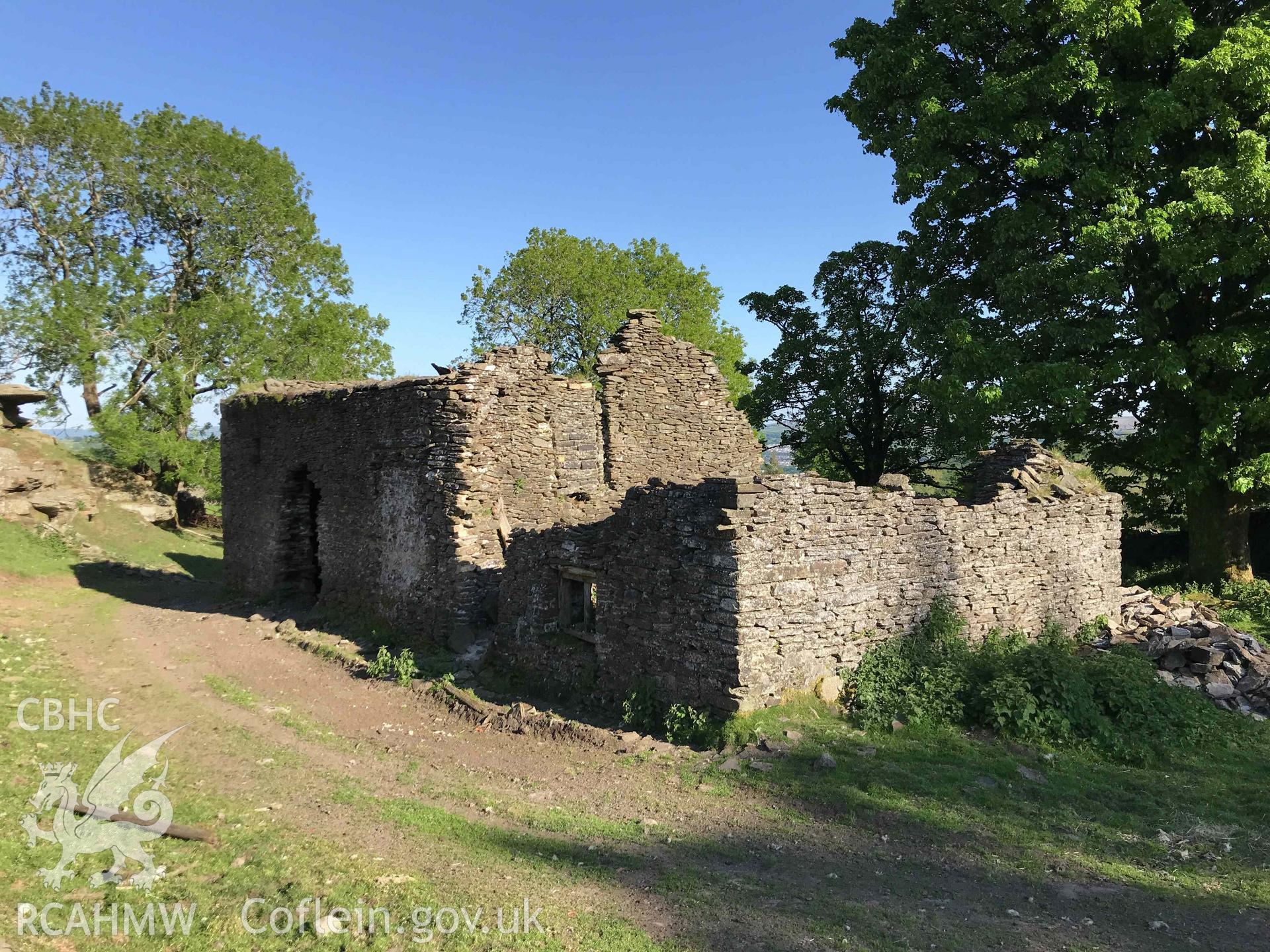 Digital photograph showing view of the ruins of Fforest. Produced by Paul Davis in 2020