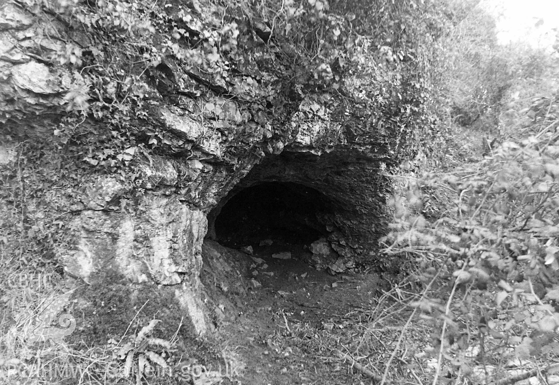 Digital photograph showing exterior view of Catshole Cave. Produced by Paul Davis in 1982