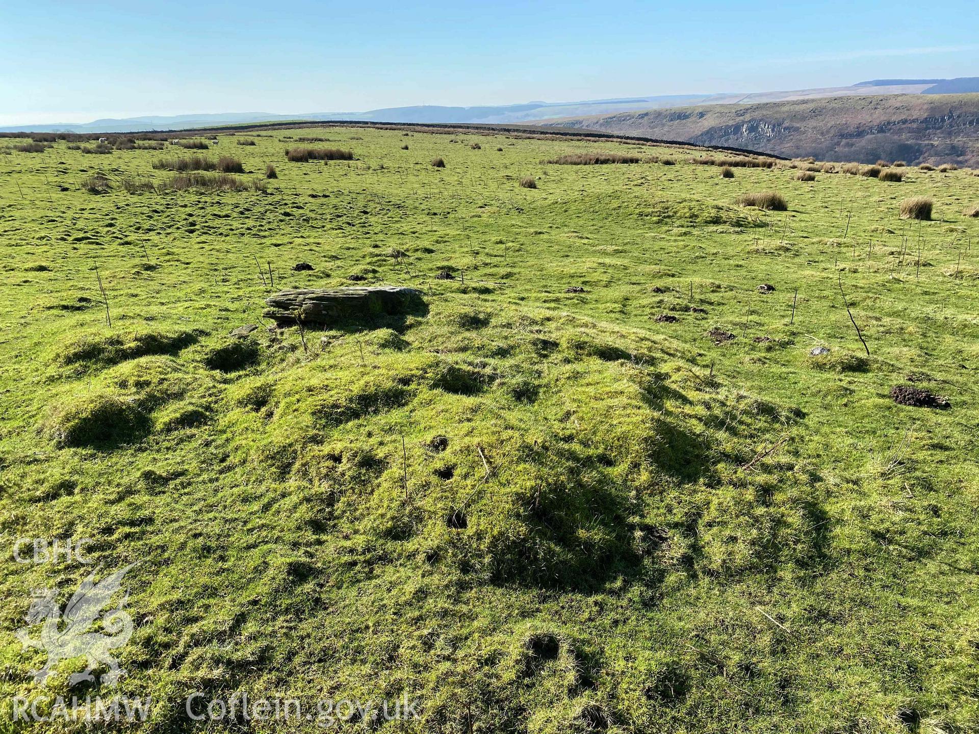 Digital photograph of Coly Uchaf cairnfield. Produced by Paul Davis in 2020