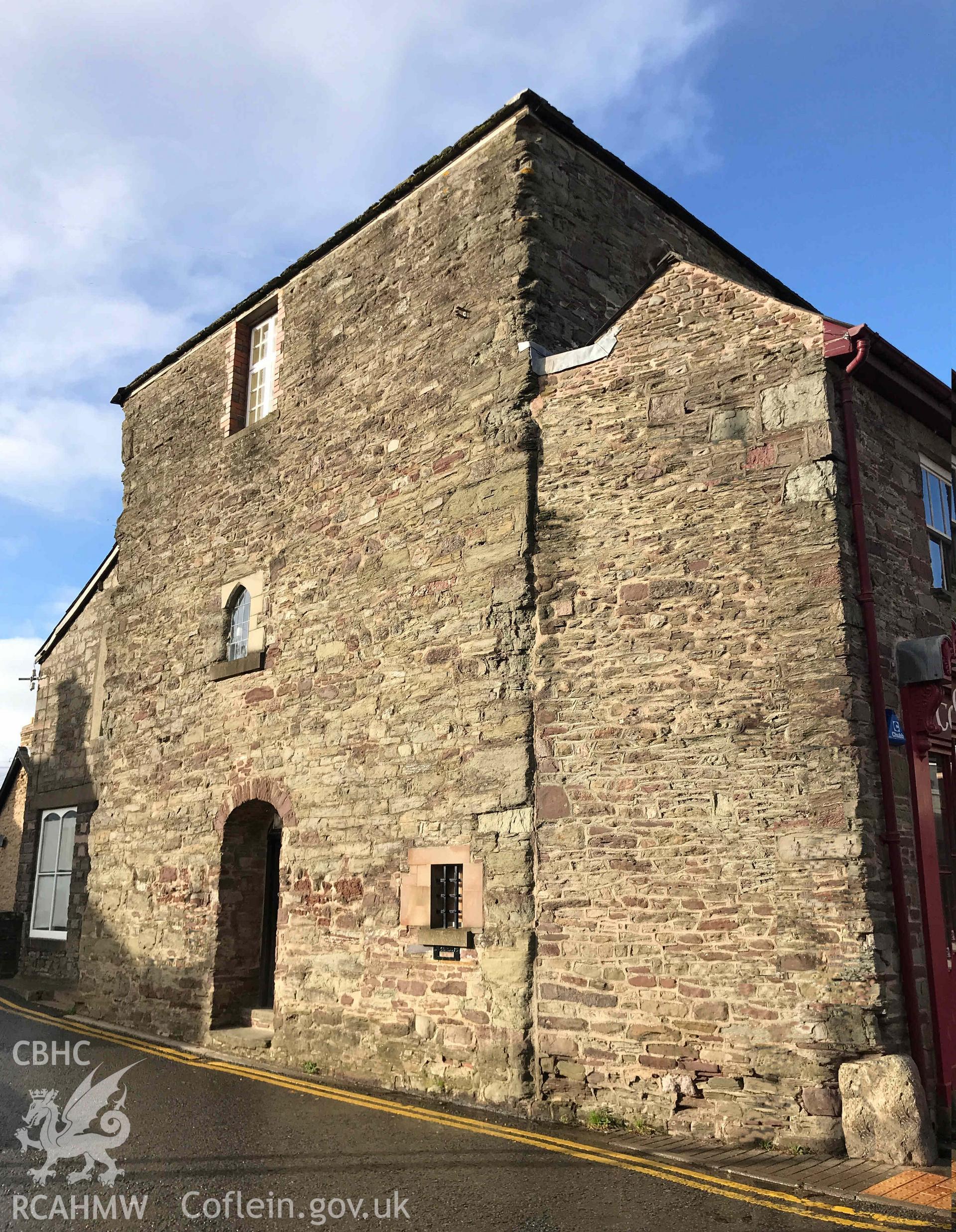 Digital photograph showing side elevation of Talgarth Tower. Produced by Paul Davis in 2020