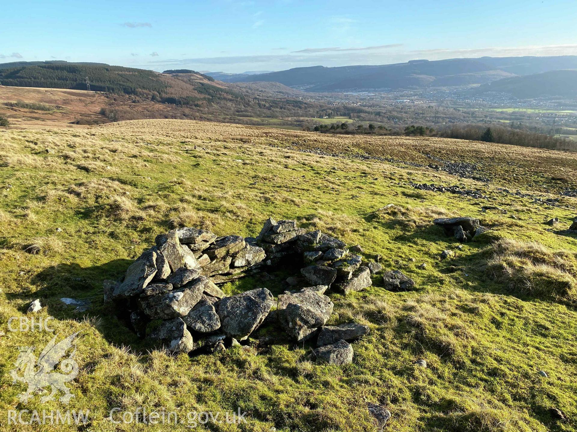 Digital photograph of Buarth Maen settlement remains, produced by Paul Davis in 2020